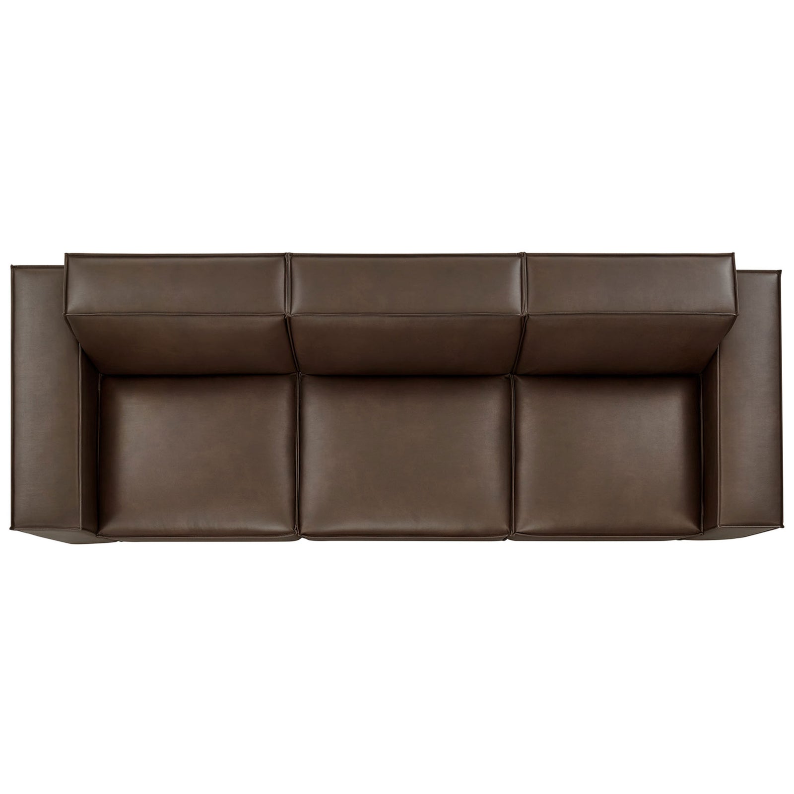 Three-seat espresso modular sofa showcasing generous cushions and tailored French piping details || EEI-7408-ESP || top_studio