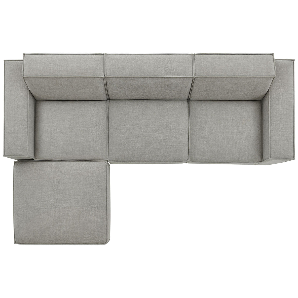 Modular sectional arranged with left chaise and ottoman for flexible seating configurations || EEI-7409-PEW || top_studio