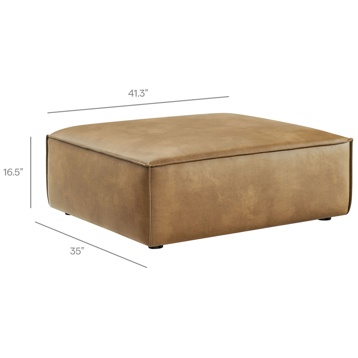 Dimensions of the matching ottoman module that completes the toast vegan leather sectional lounge || EEI-7410-TST || dimension_studio