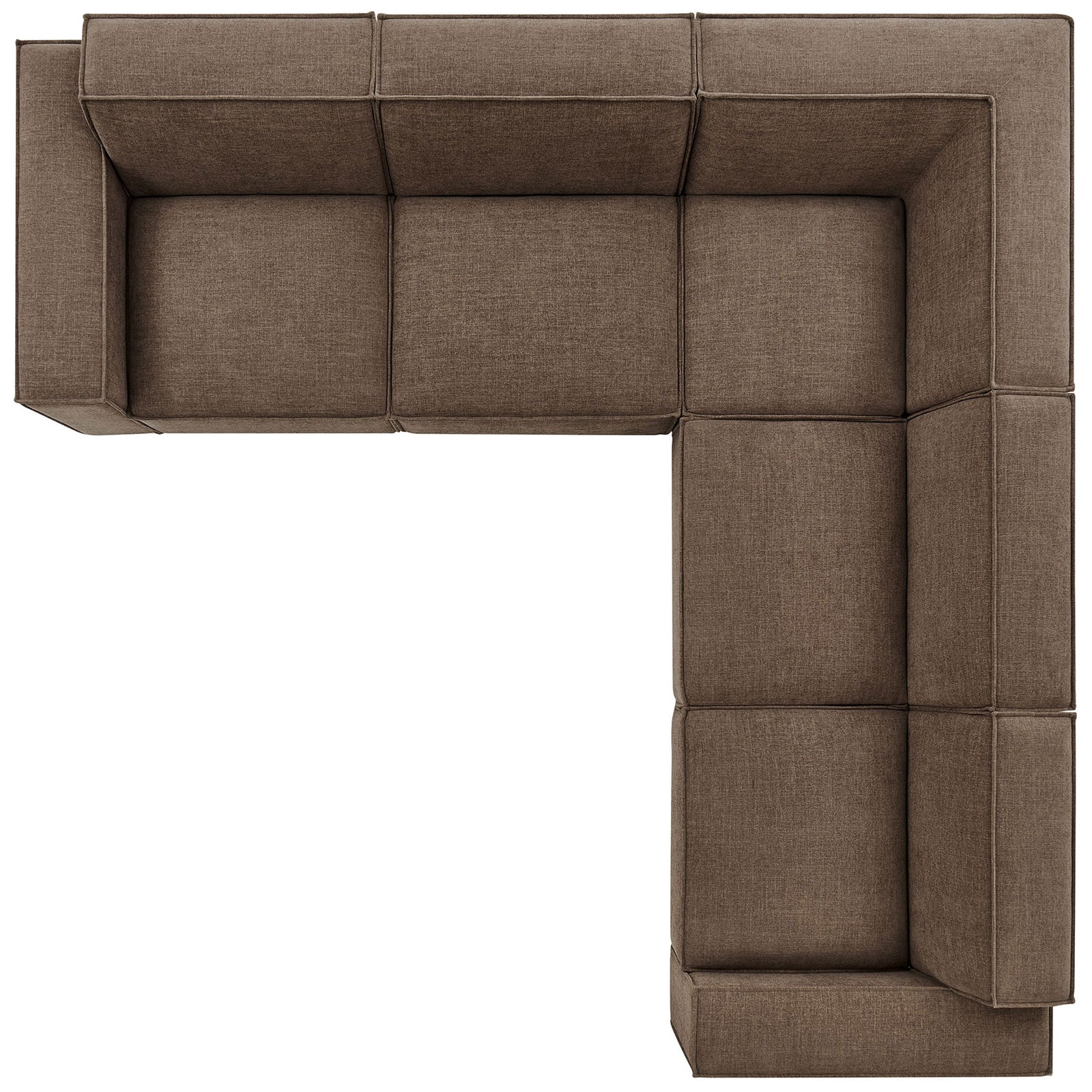 Mocha modular L-shaped sofa highlighting a spacious corner configuration with tailored cushions and clean lines || EEI-7411-MOC || top_studio