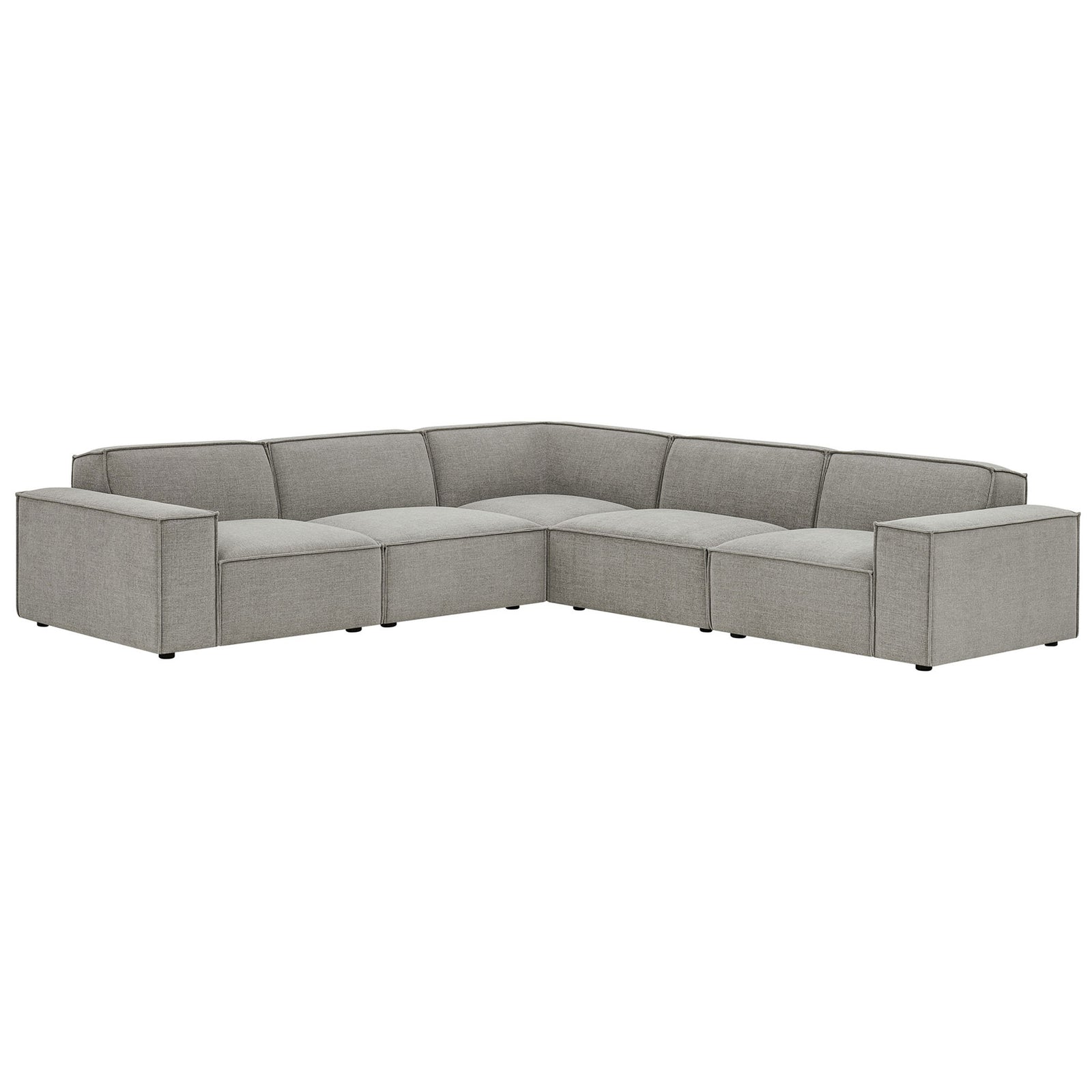 Deep-seated modular sectional sofa in pewter fabric showcasing generous lounge seating and clean lines || EEI-7411-PEW || front_angle_studio
