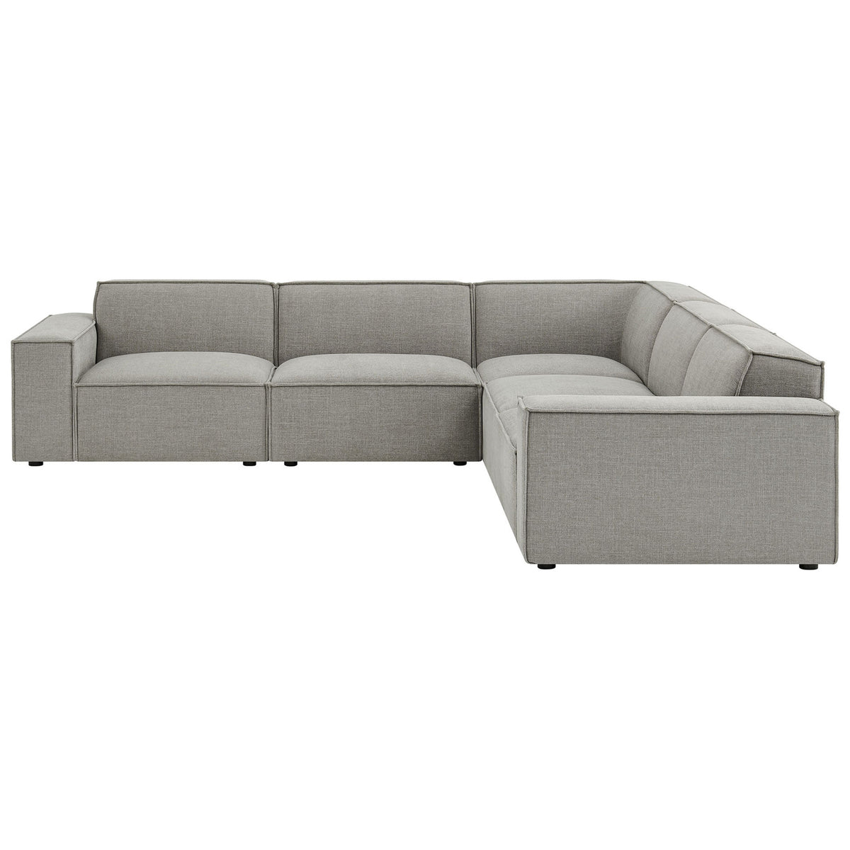 Pewter modular L-shaped sectional sofa with wide track arms and low-profile back cushions || EEI-7411-PEW || front_studio