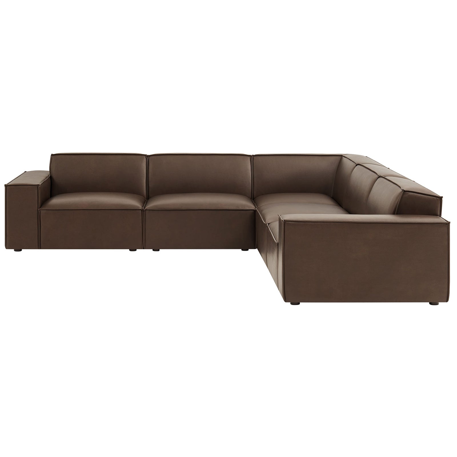 Deep cushioned espresso vegan leather sectional offering generous lounge seating with clean, streamlined lines || EEI-7412-ESP || front_studio