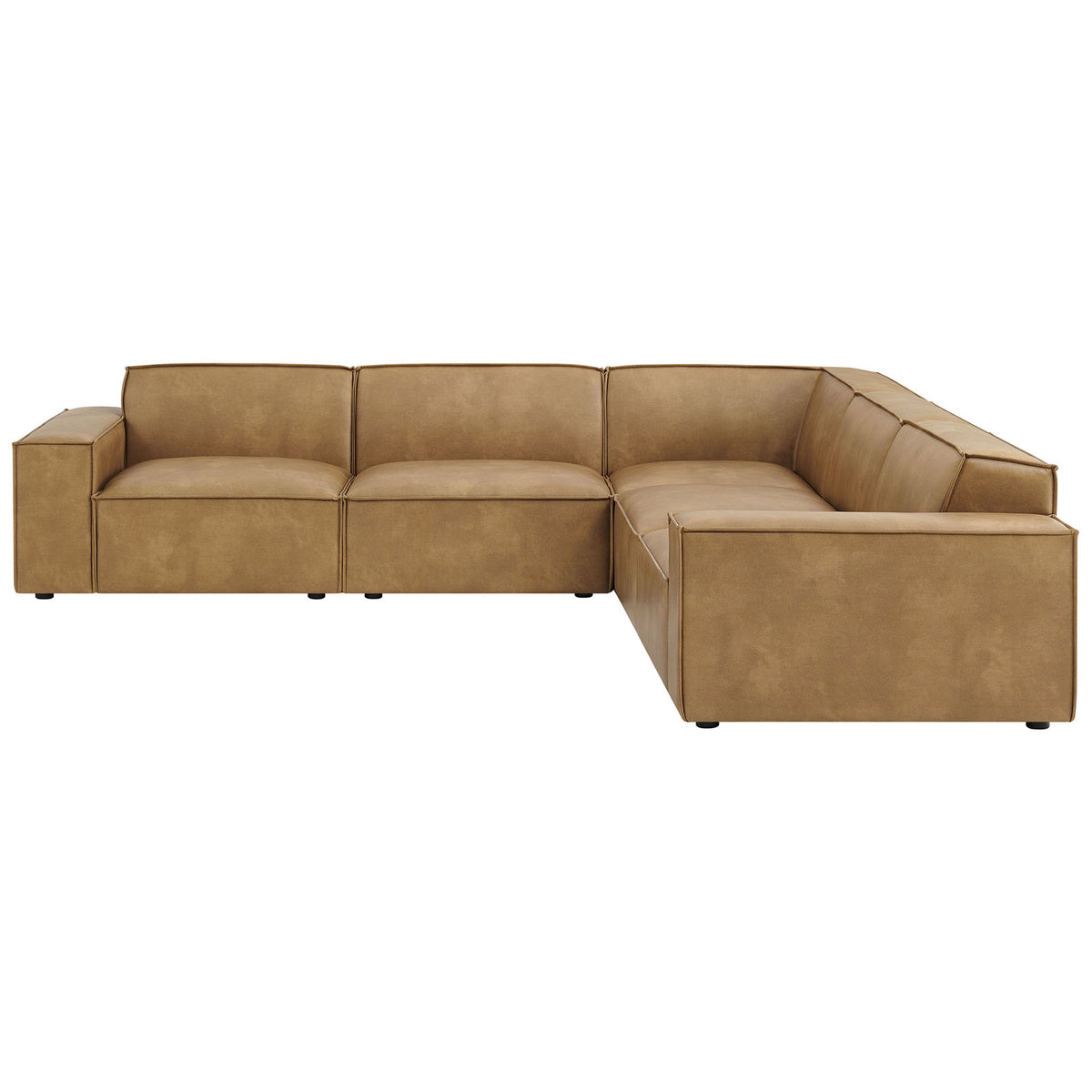 Toast vegan leather modular sectional sofa with clean lines and deep cushioned seats || EEI-7412-TST || front_studio