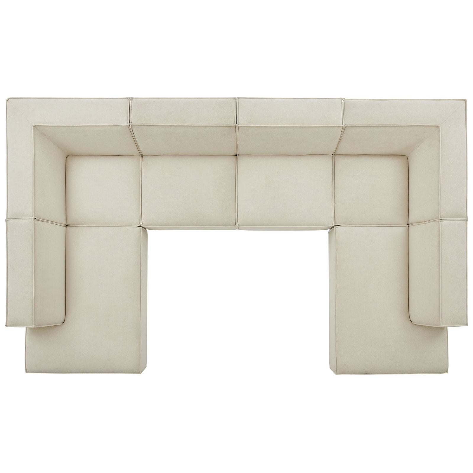U-shaped modular sectional layout highlighting individual components and generous lounging space. || EEI-7415-ECR || top_studio
