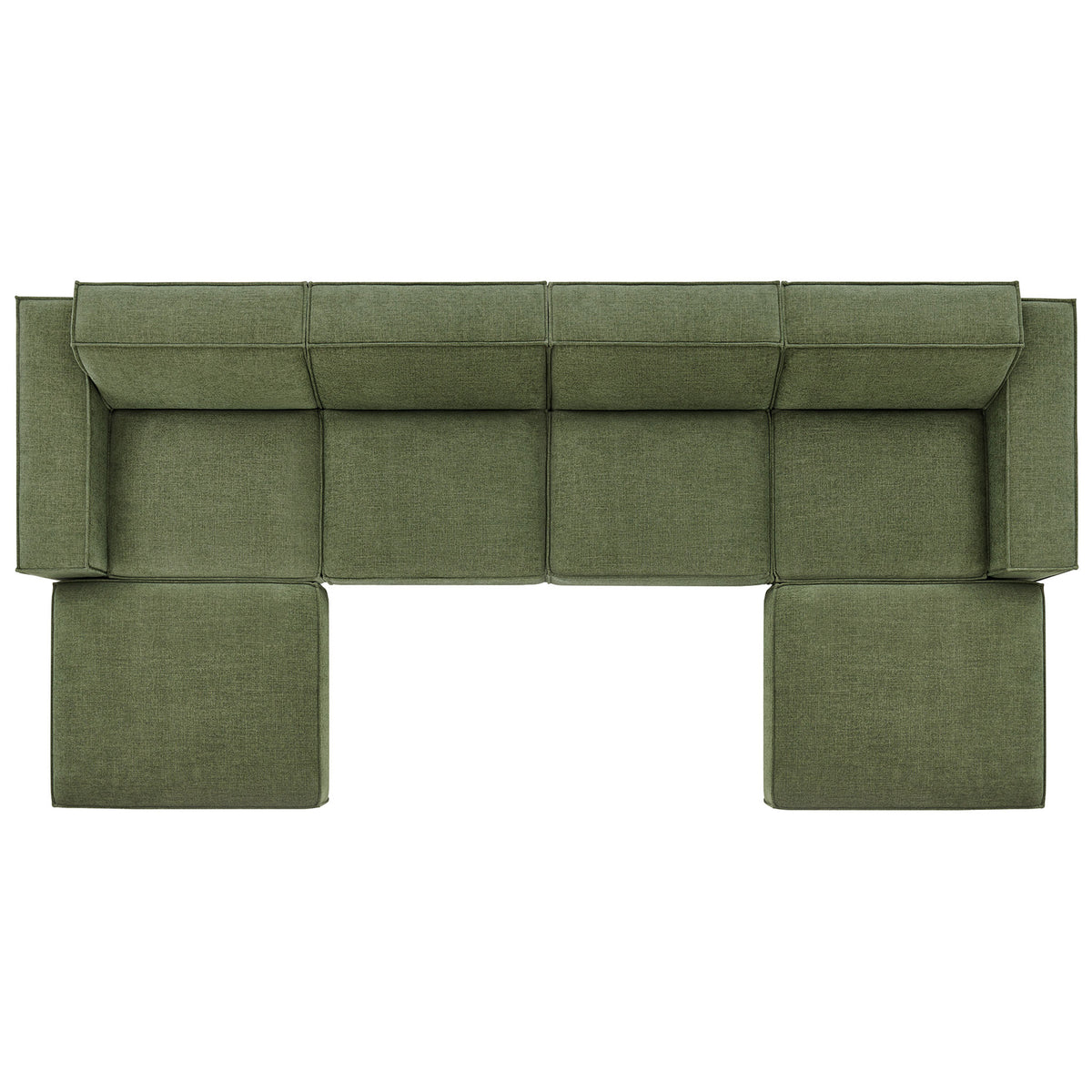 Restore foliage green modular sectional emphasizing deep seats, modular layout, and a streamlined silhouette || EEI-7417-FOL || top_studio