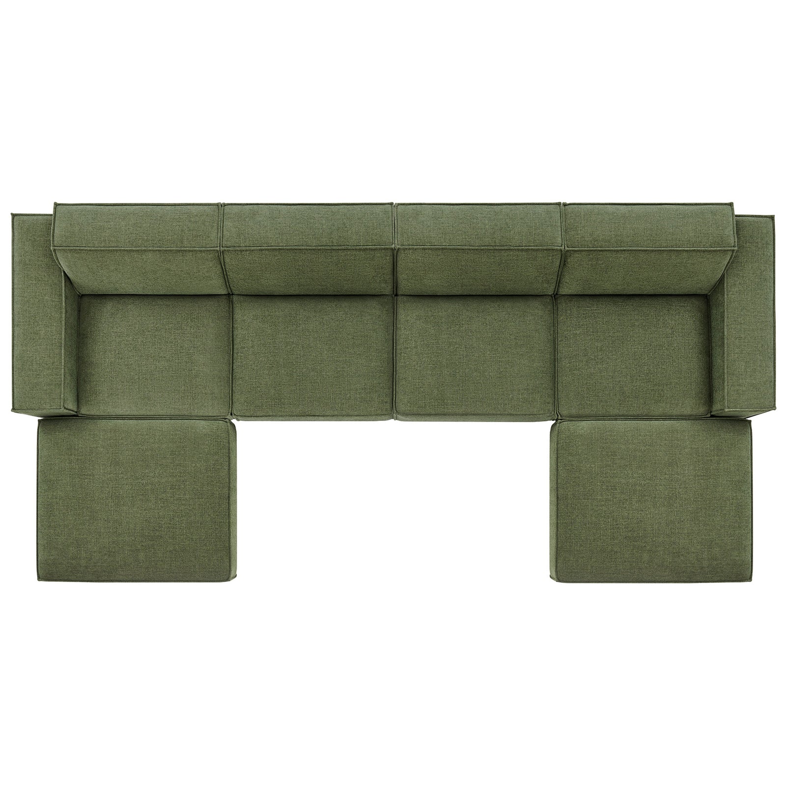 Restore foliage green modular sectional emphasizing deep seats, modular layout, and a streamlined silhouette || EEI-7417-FOL || top_studio