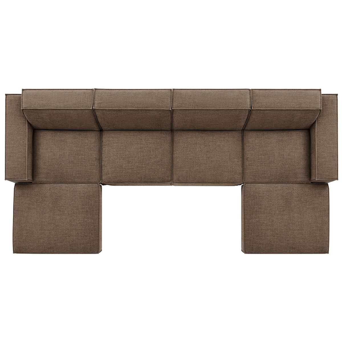Top view of the Restore mocha modular sectional showing six piece layout and generous seating || EEI-7417-MOC || top_studio