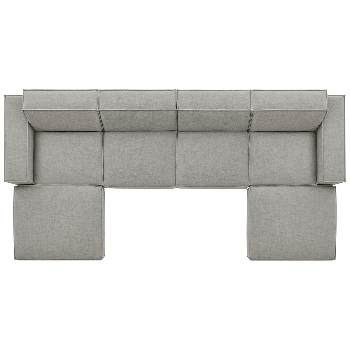 Spacious six-piece modular sectional layout with two ottomans creating a generous lounge area || EEI-7417-PEW || top_studio