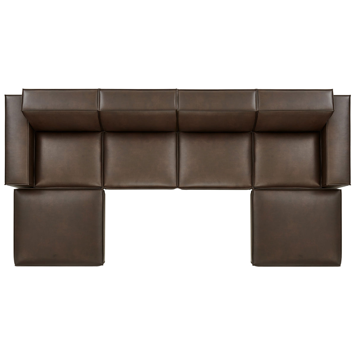 Espresso modular sectional arranged with wide seat cushions and two spacious chaise ottomans || EEI-7418-ESP || top_studio