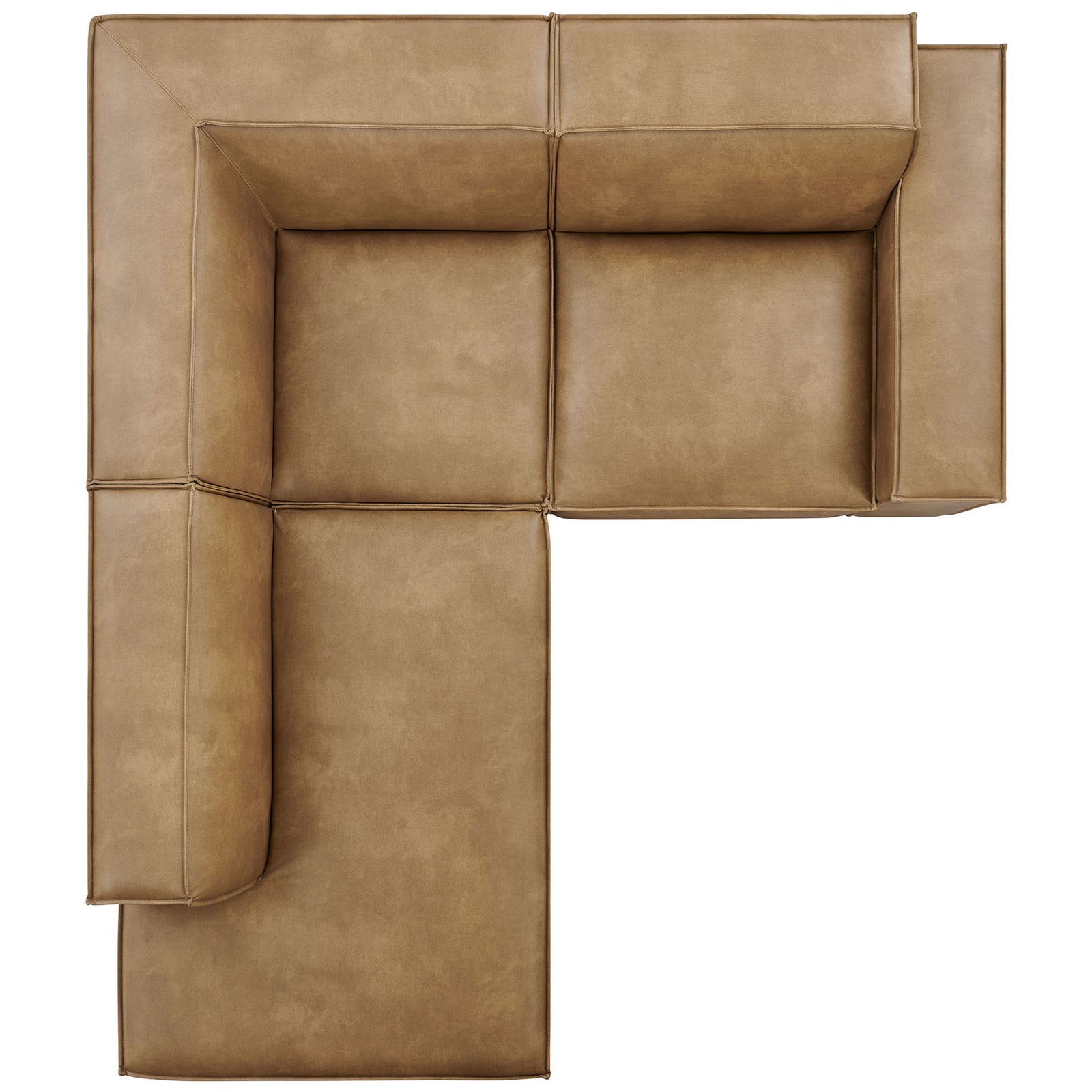 Toast vegan leather modular sectional with a left-side chaise and generous seats forming a compact L shape || EEI-7420-TST || top_studio