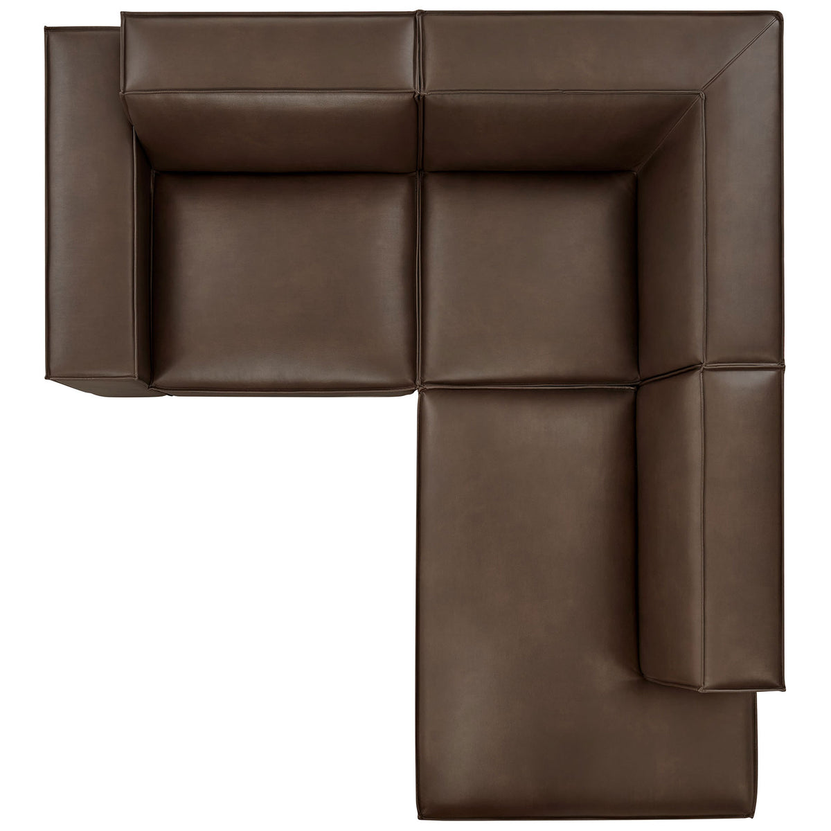 Overhead studio view of espresso vegan leather modular L-shaped sectional sofa || EEI-7422-ESP || top_studio