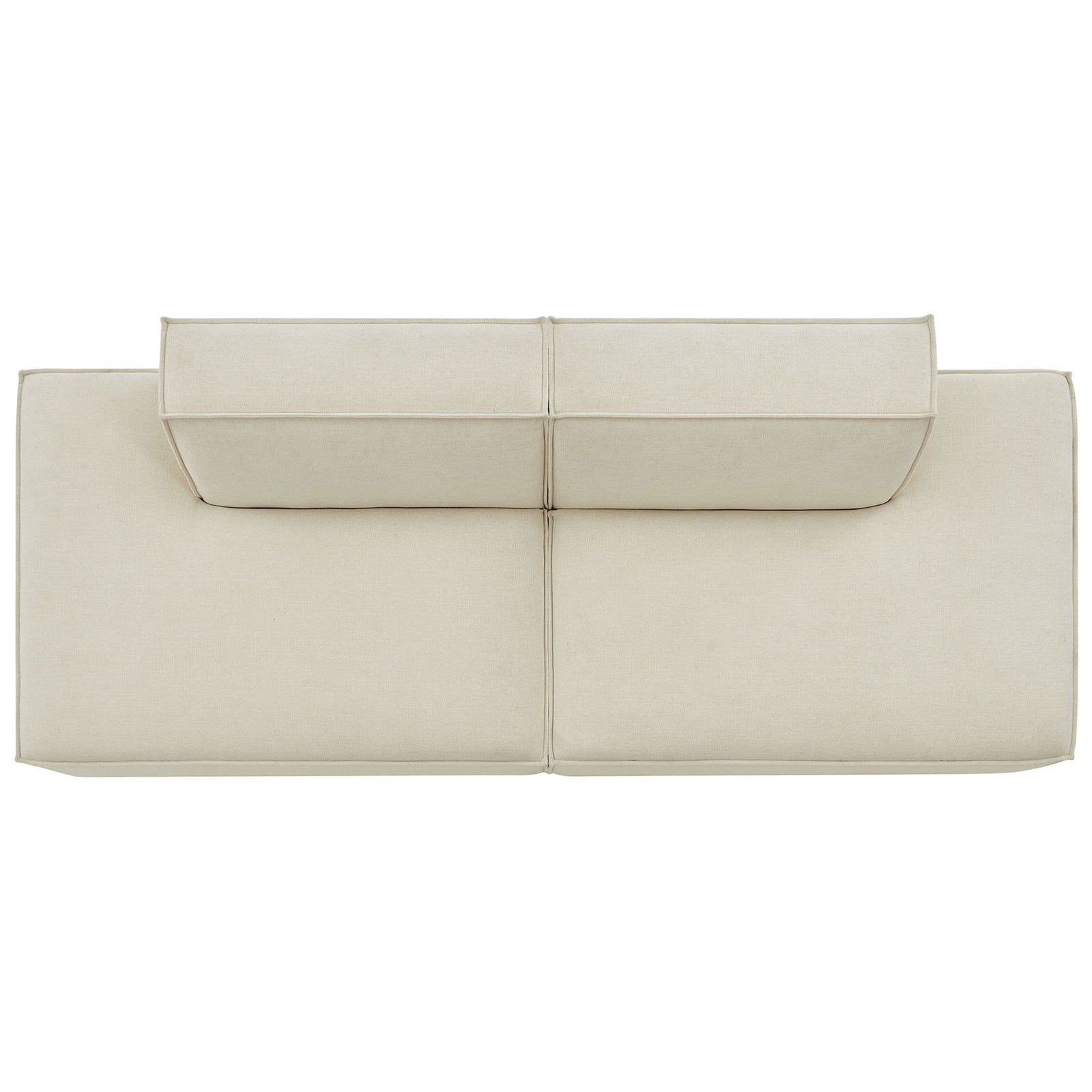 Chaise-style modular loveseat with generous lounging surface and two supportive backrest cushions in ecru fabric || EEI-7423-ECR || top_studio