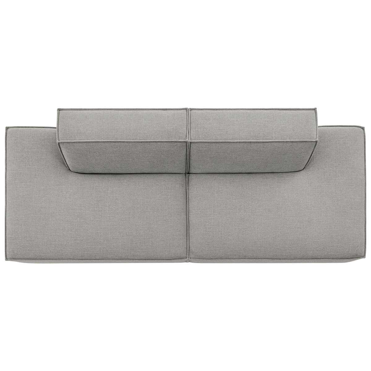 Pewter modular loveseat with expansive chaise-style platform seats and supportive back cushions || EEI-7423-PEW || top_studio