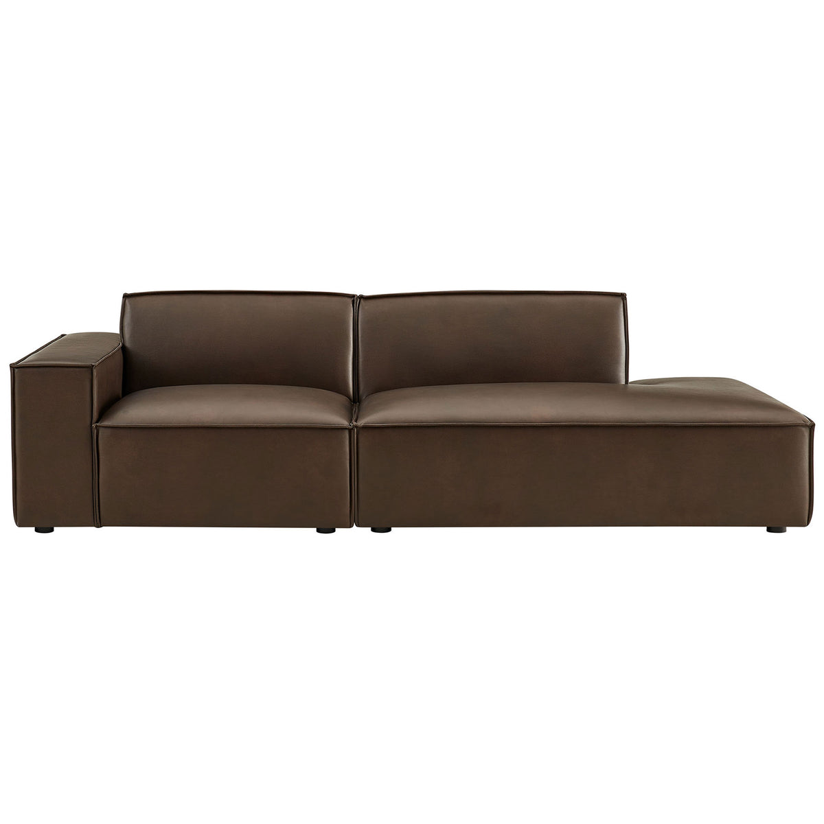 Espresso vegan leather loveseat with wide cushions and clean modern lines in rich brown || EEI-7426-ESP || front_studio