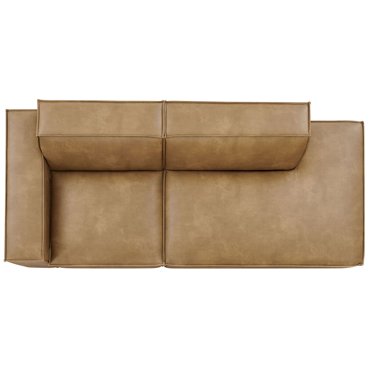 Modular loveseat highlighting the generous chaise, wide cushions, and spacious seating platform. || EEI-7426-TST || top_studio