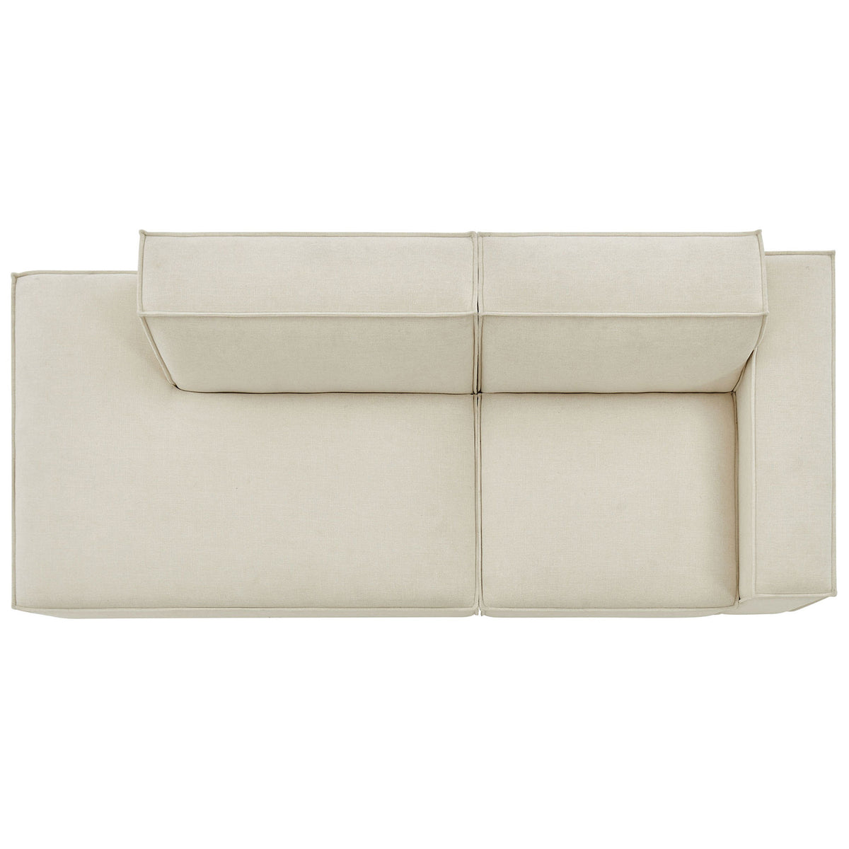Two-piece modular loveseat with left chaise and right armrest, offering expansive seating space || EEI-7427-ECR || top_studio