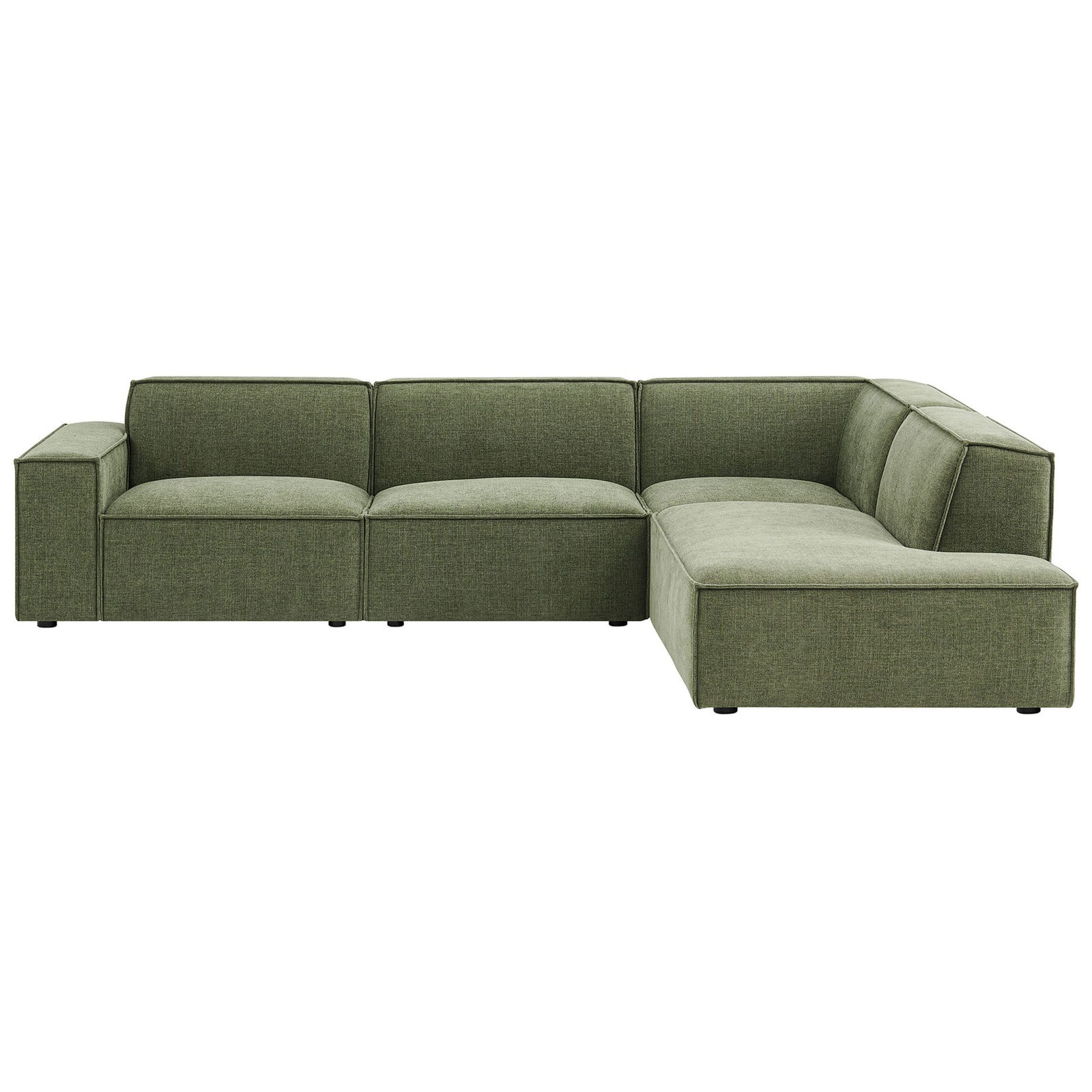 Restore foliage green modular L-shaped sectional sofa with left-facing chaise and plush performance cushions || EEI-7431-FOL || front_studio