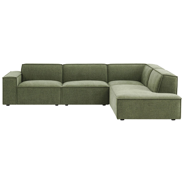Restore foliage green modular L-shaped sectional sofa with right-facing chaise and deep performance cushions || EEI-7429-FOL || front_studio