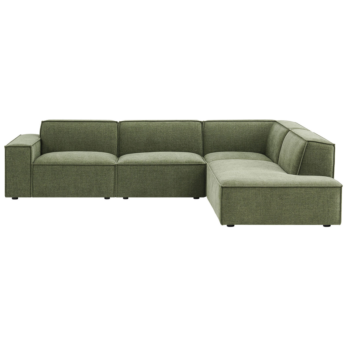 Restore foliage green modular L-shaped sectional sofa with right-facing chaise and deep performance cushions || EEI-7429-FOL || front_studio