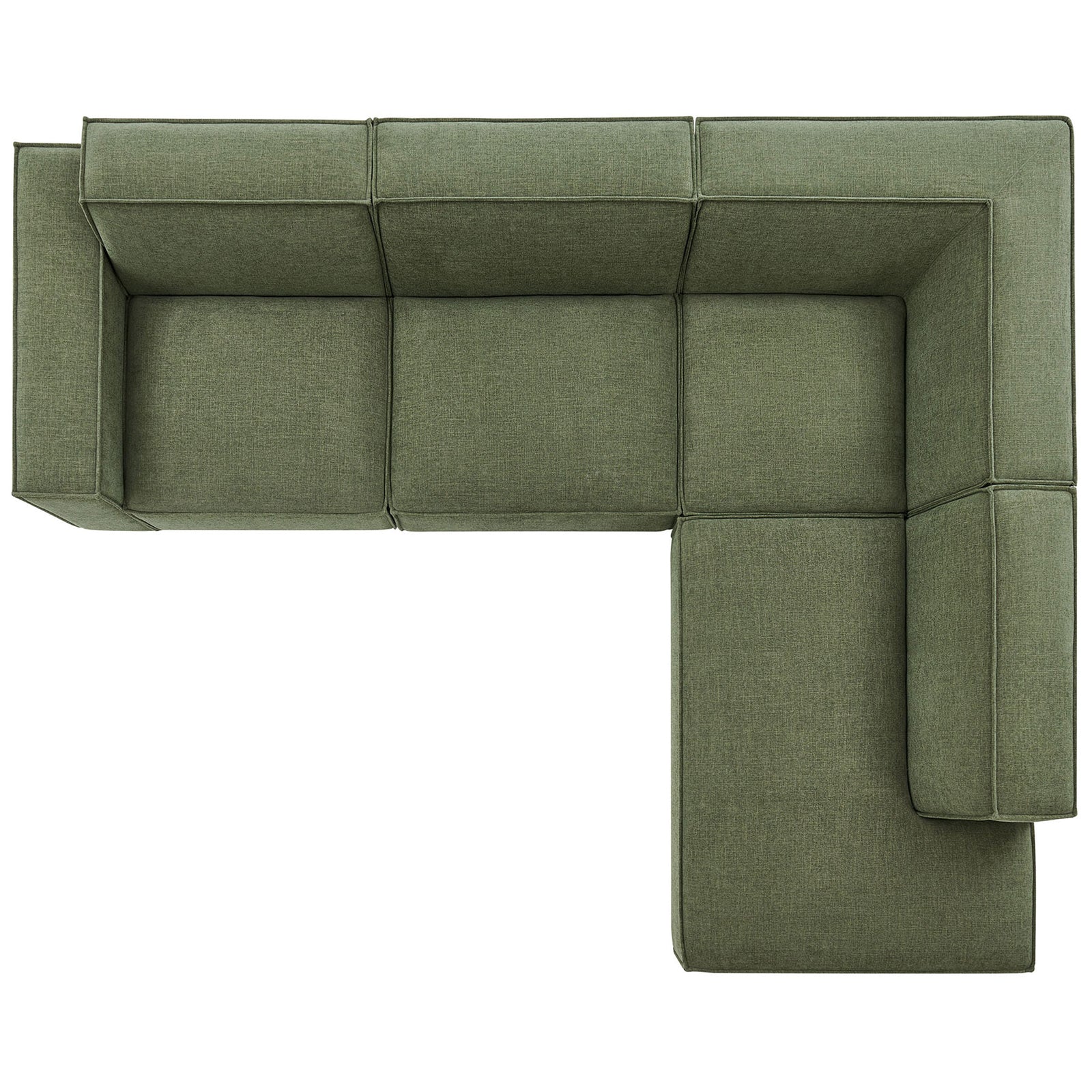 Restore foliage green modular L-shaped sofa layout with right-facing chaise, generous seating, and clean modern lines || EEI-7429-FOL || top_studio