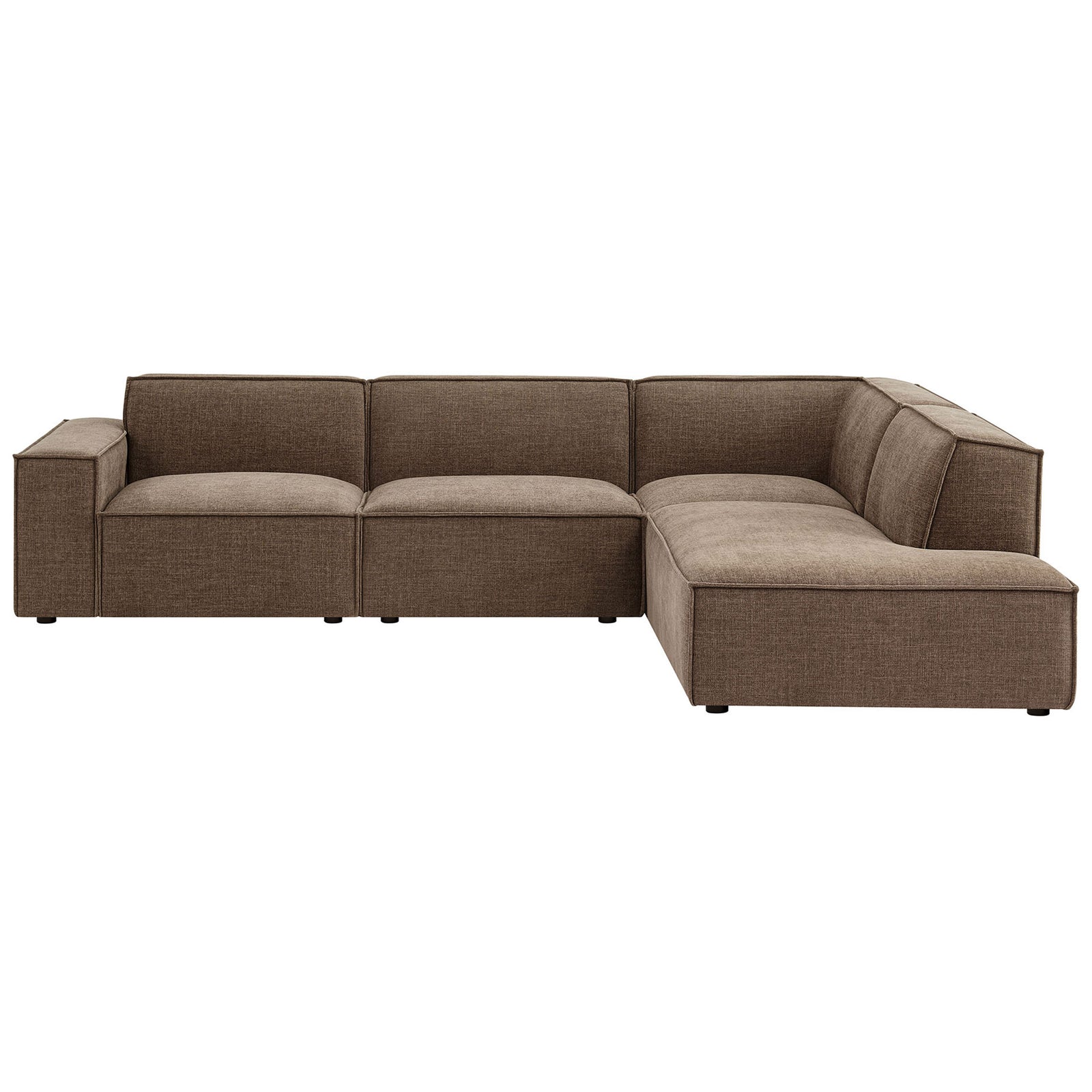 Mocha Restore modular L-shaped sofa with right-facing chaise for balanced modern seating || EEI-7429-MOC || front_studio