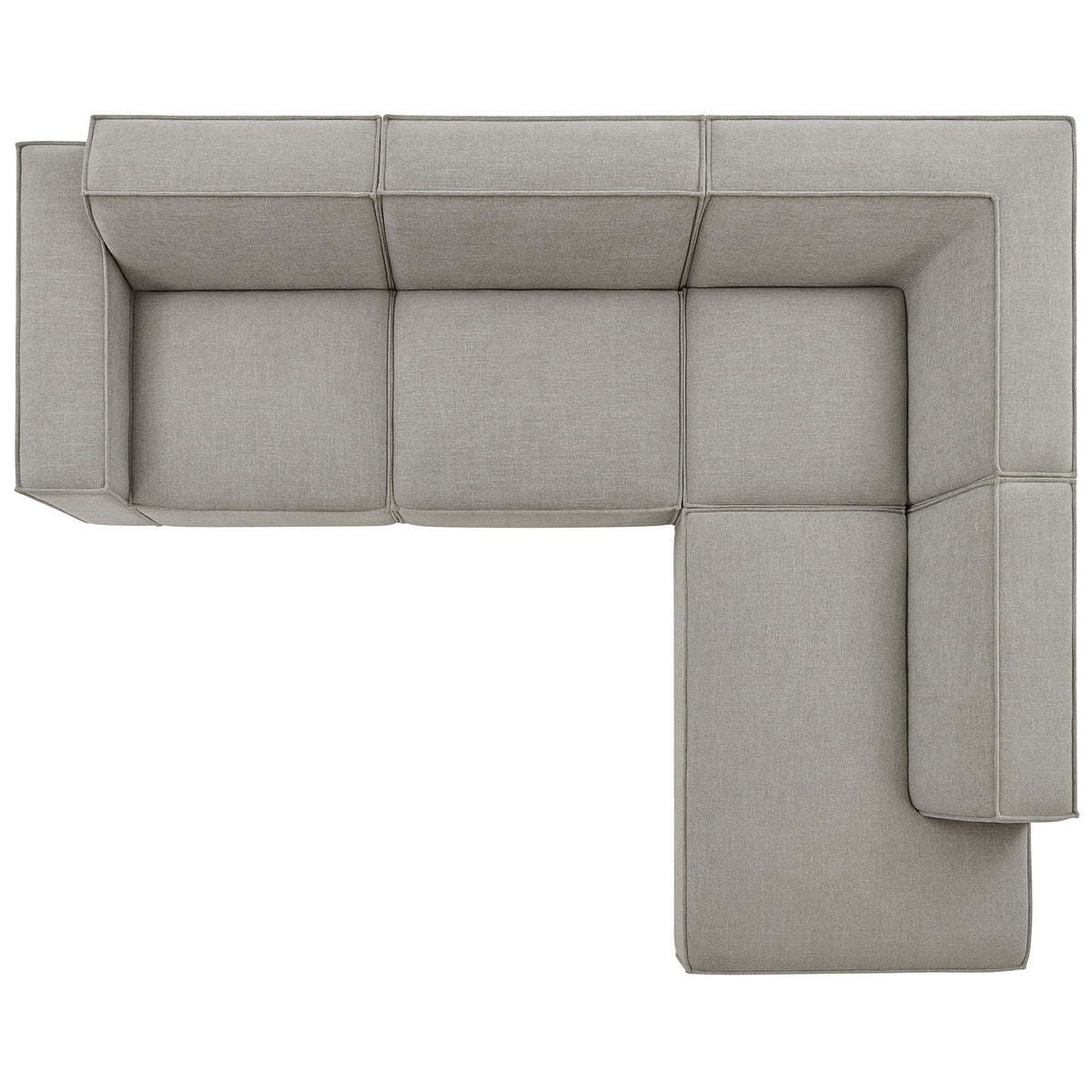 Four-piece L-shaped sofa configuration emphasizing the extended chaise and generous corner seating area || EEI-7429-PEW || top_studio