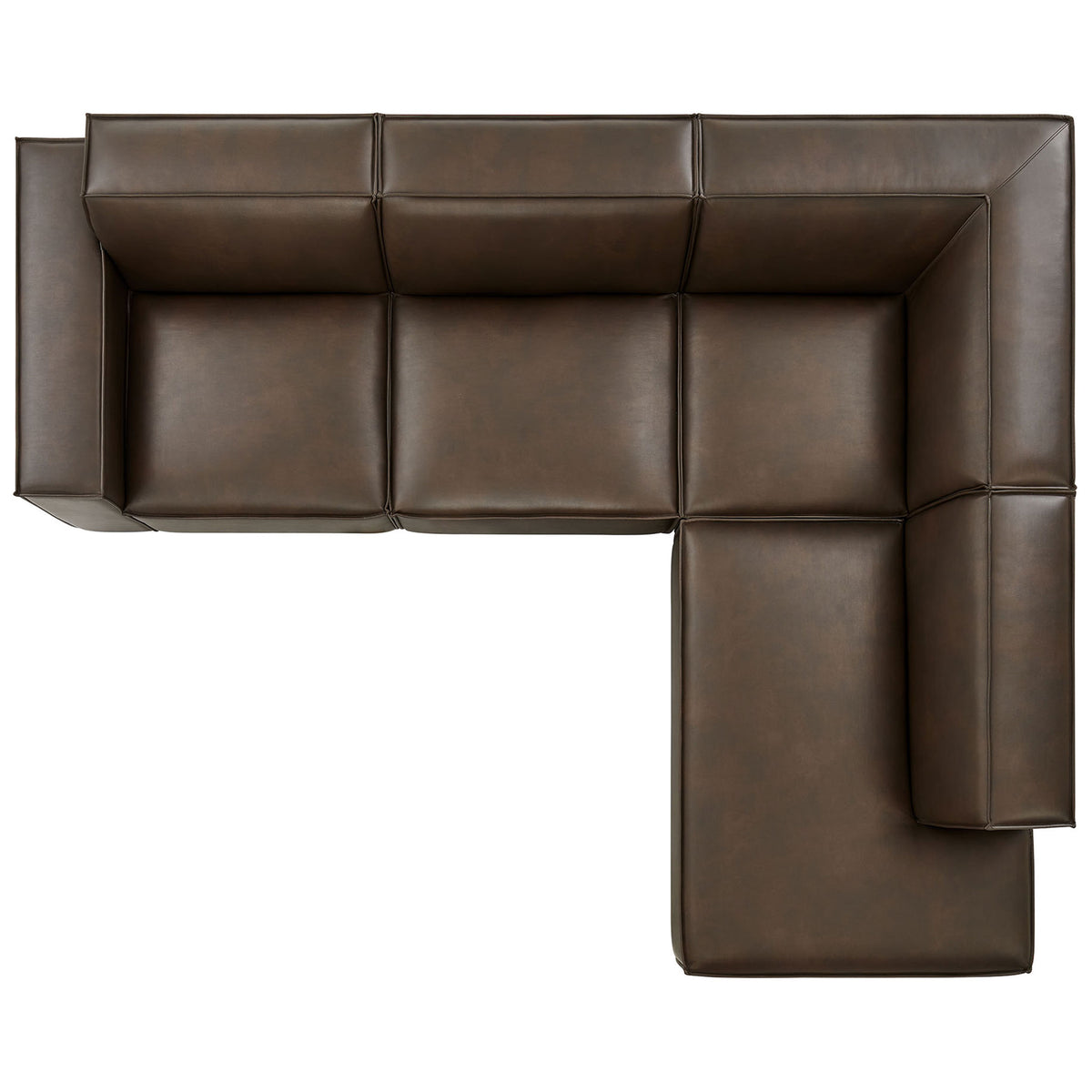 Modular L-shaped sectional in espresso vegan leather with right-side chaise and generous seating for family lounging || EEI-7430-ESP || top_studio