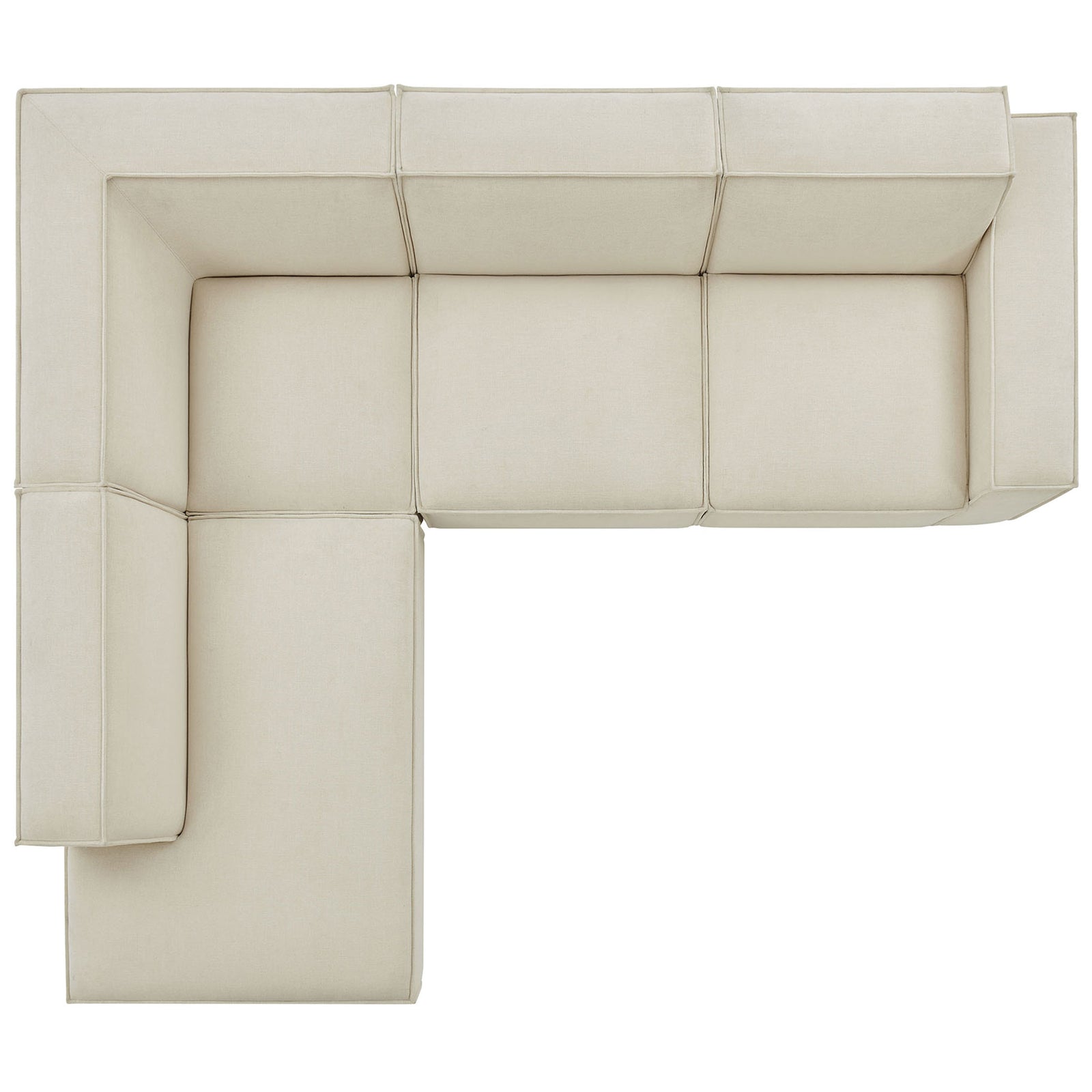 Restore modular L-shaped sectional highlighting generous seating, wide chaise, and clean-lined cushions || EEI-7431-ECR || top_studio