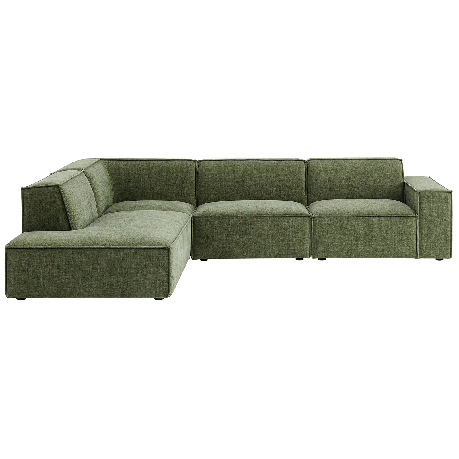 Restore foliage green modular L-shaped sectional sofa with left-facing chaise and plush performance cushions || EEI-7431-FOL || front_studio