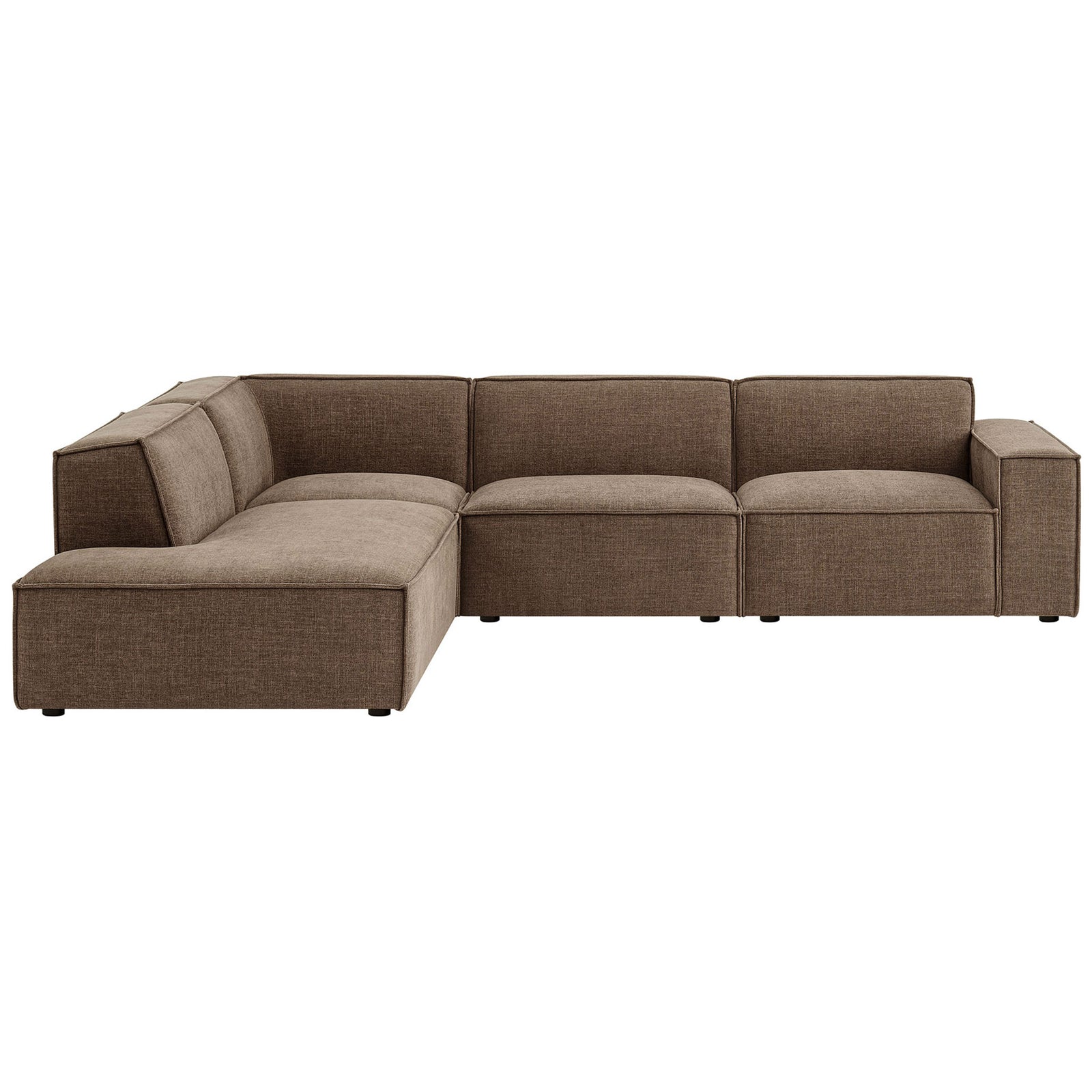 Mocha Restore modular L-shaped sofa with clean lines and wide track arms for modern living || EEI-7431-MOC || front_studio