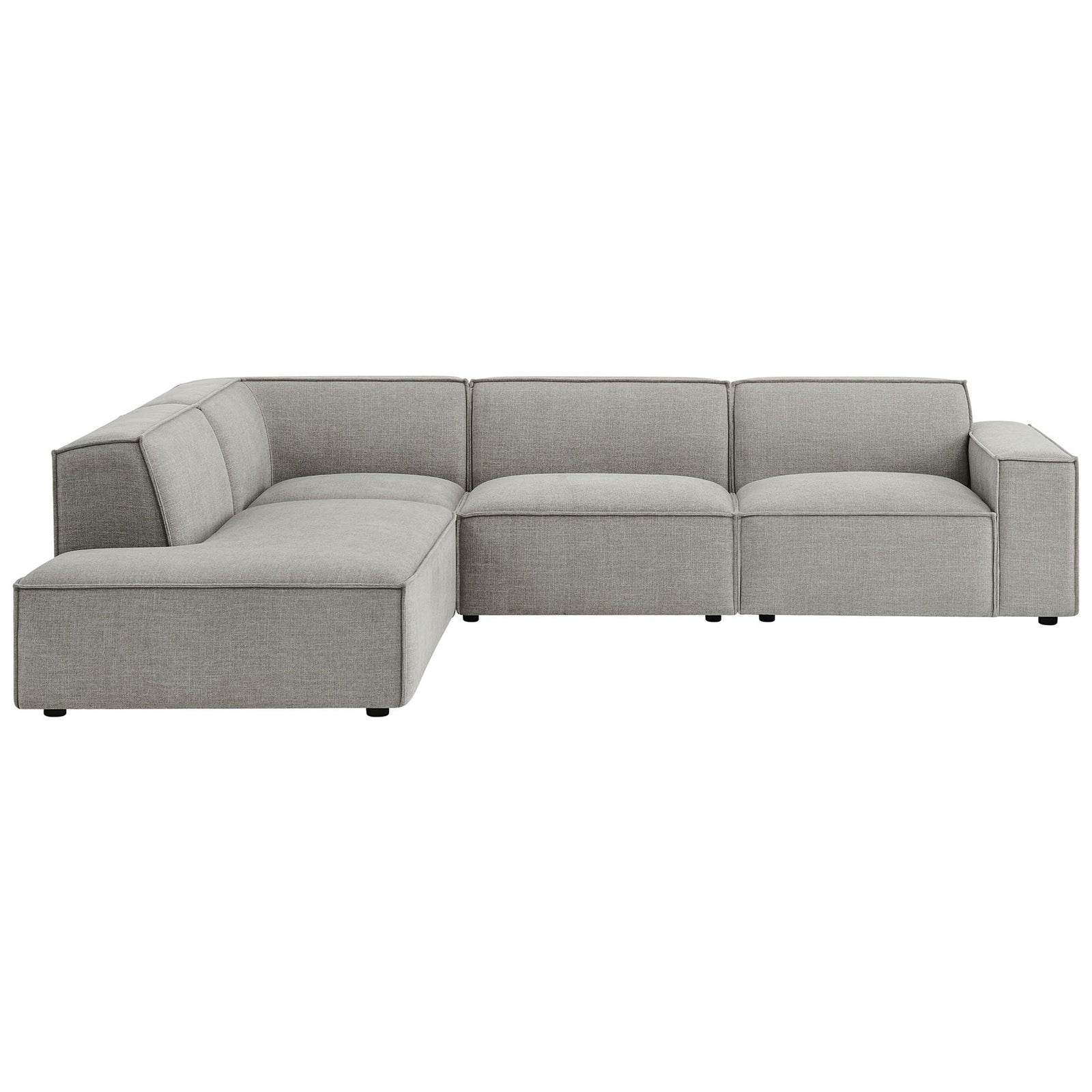 Pewter performance fabric modular L-shaped sectional with left chaise and clean track arms || EEI-7431-PEW || front_studio