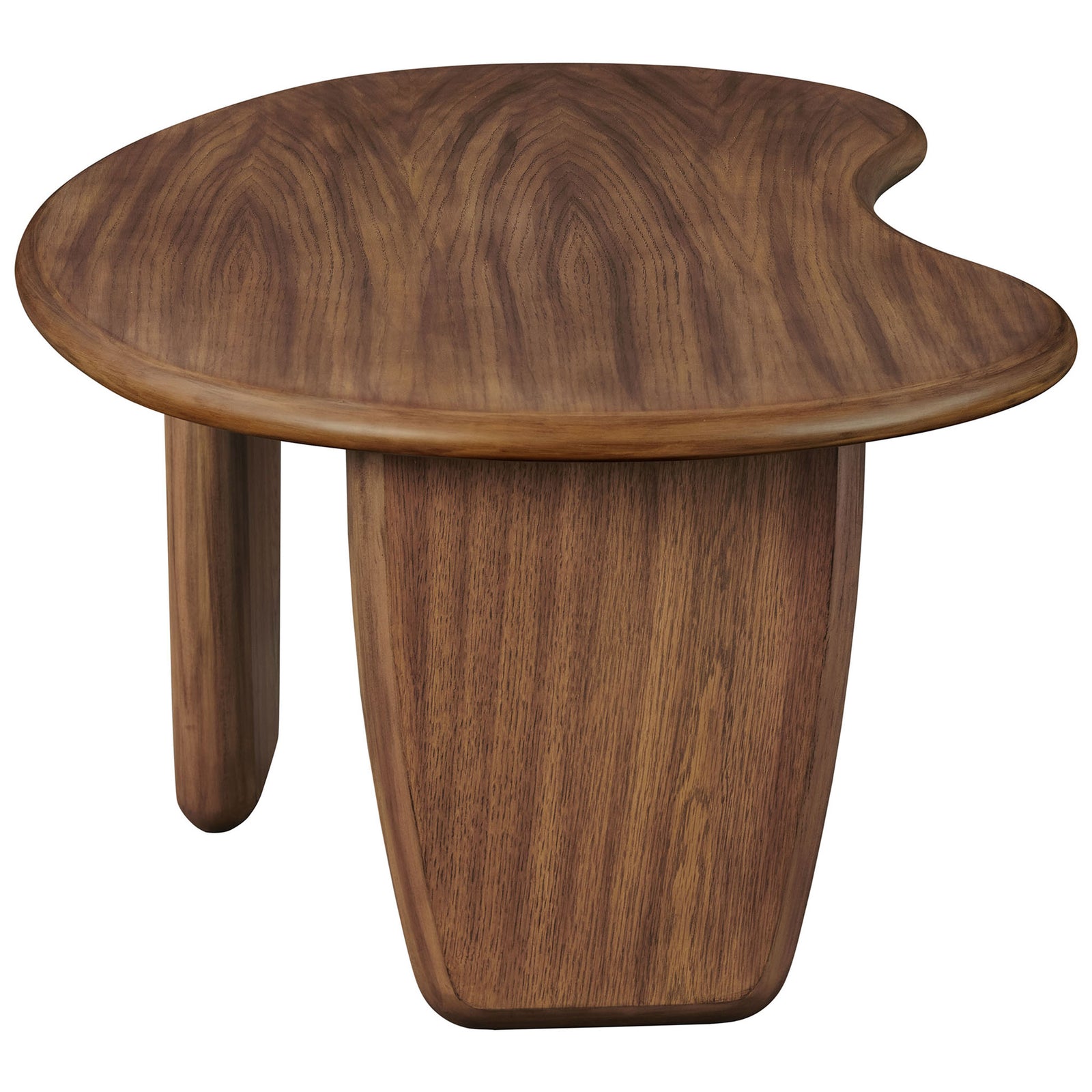 Free-form top with a softly beveled edge highlights the natural-looking walnut wood grain || EEI-7437-WAL || side_studio