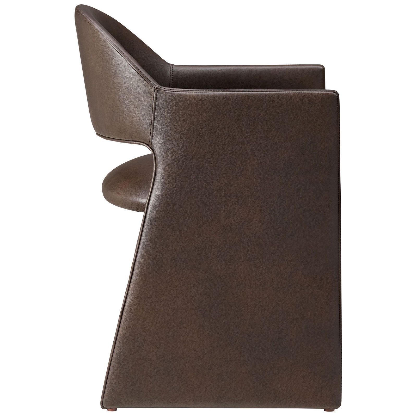 Sleek espresso vegan leather dining armchair with continuous side panel and floating seat design || EEI-7442-ESP || side_studio