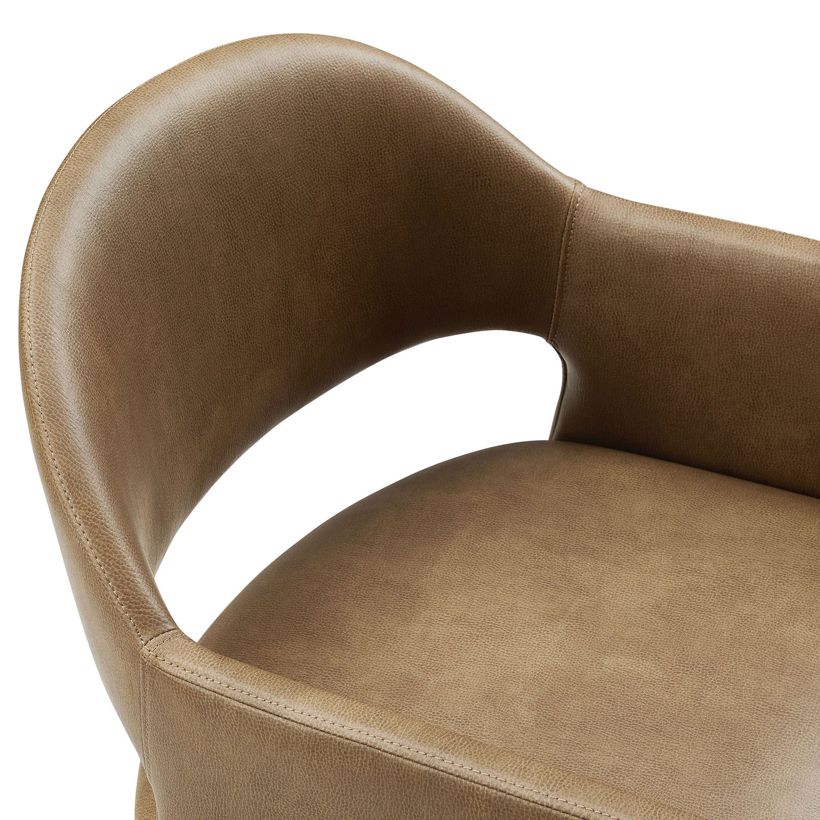 Pebbled vegan leather upholstery and smooth curved backrest add texture and comfort || EEI-7442-TST || detail_studio