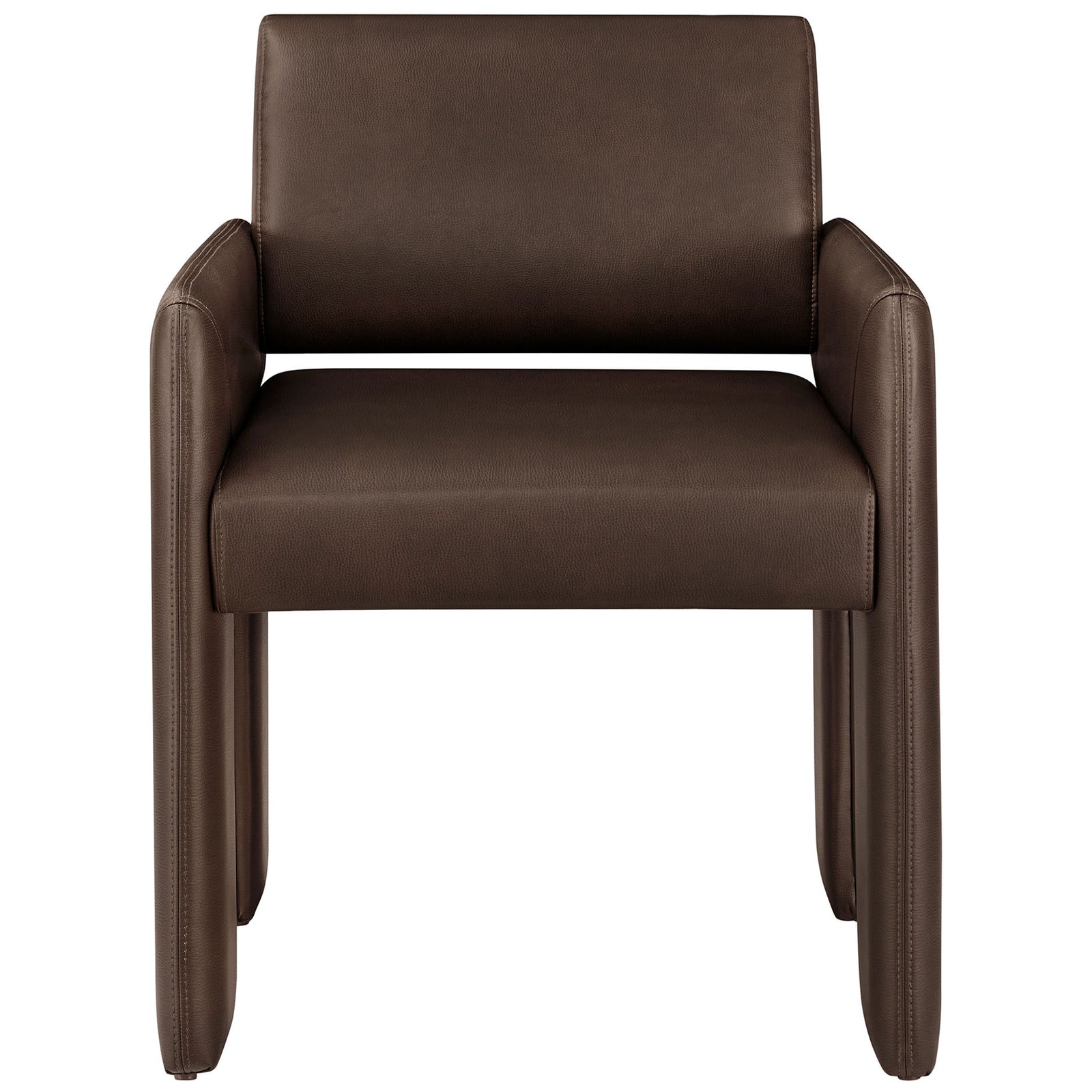 Espresso vegan leather dining armchair with plush seat and low back for modern interiors. || EEI-7443-ESP || front_studio