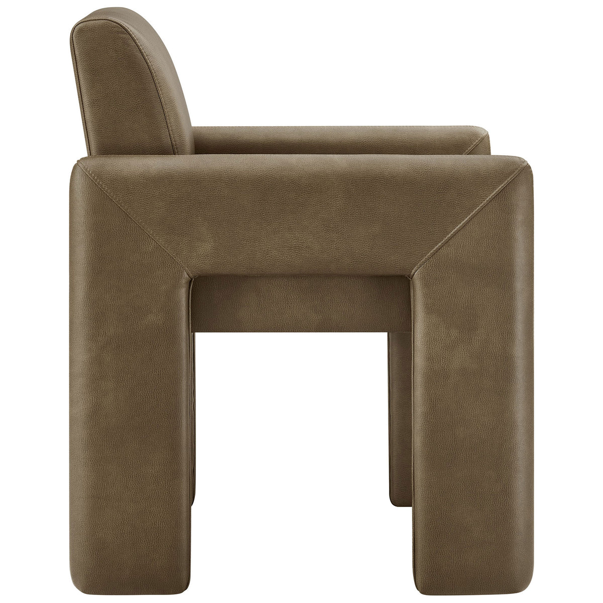 Daven mushroom vegan leather armchair with thick legs, supportive arms, and smooth tailored profile || EEI-7443-MUS || side_studio