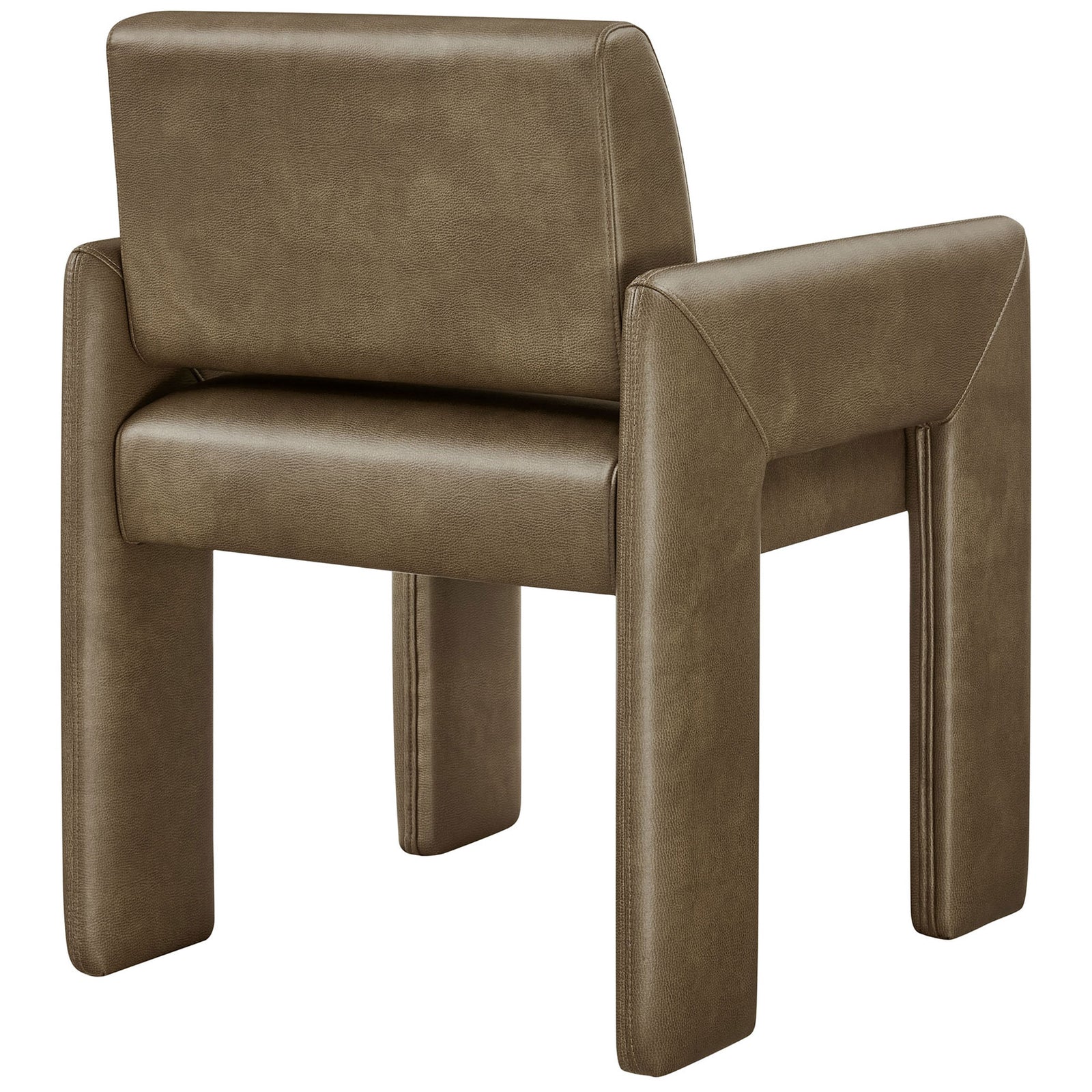 Modern mushroom vegan leather dining chair with wraparound backrest and fully upholstered legs || EEI-7443-MUS || back_angle_studio