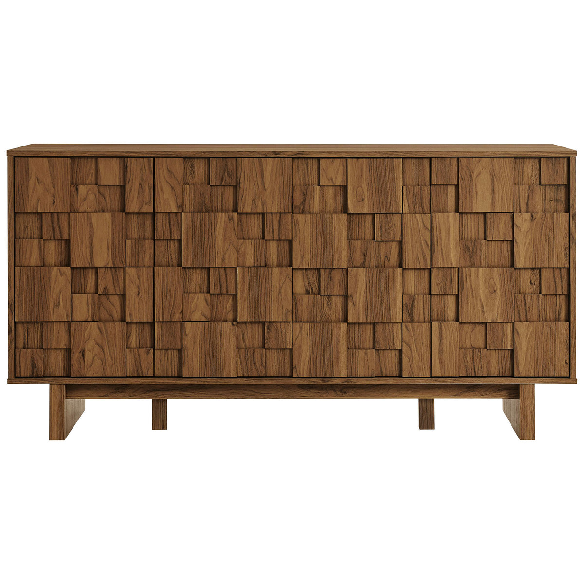 Owen walnut sideboard with symmetrical mosaic doors for sculptural, eye catching storage || EEI-7448-WAL || front_studio