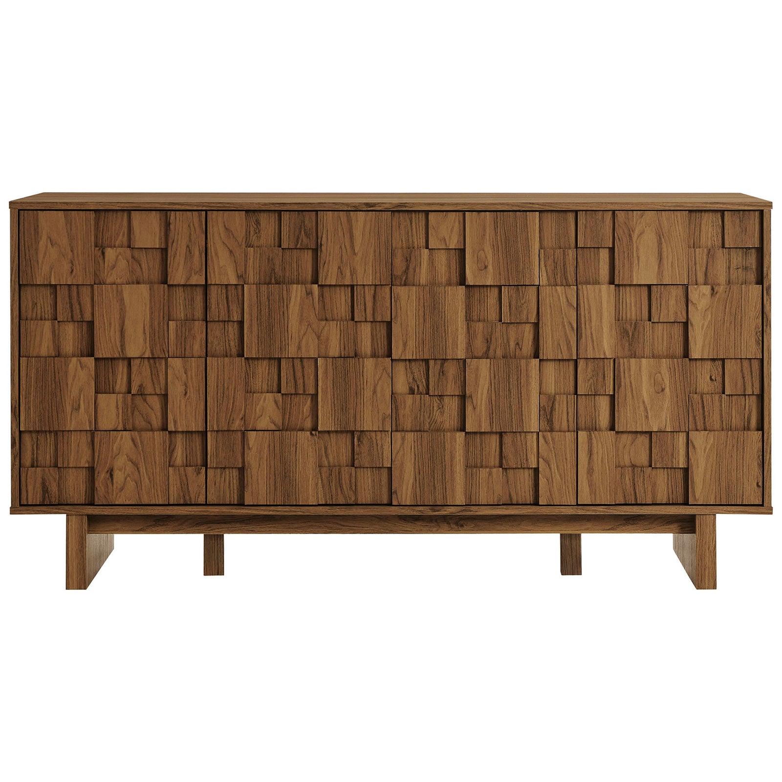 Owen walnut sideboard with symmetrical mosaic doors for sculptural, eye catching storage || EEI-7448-WAL || front_studio