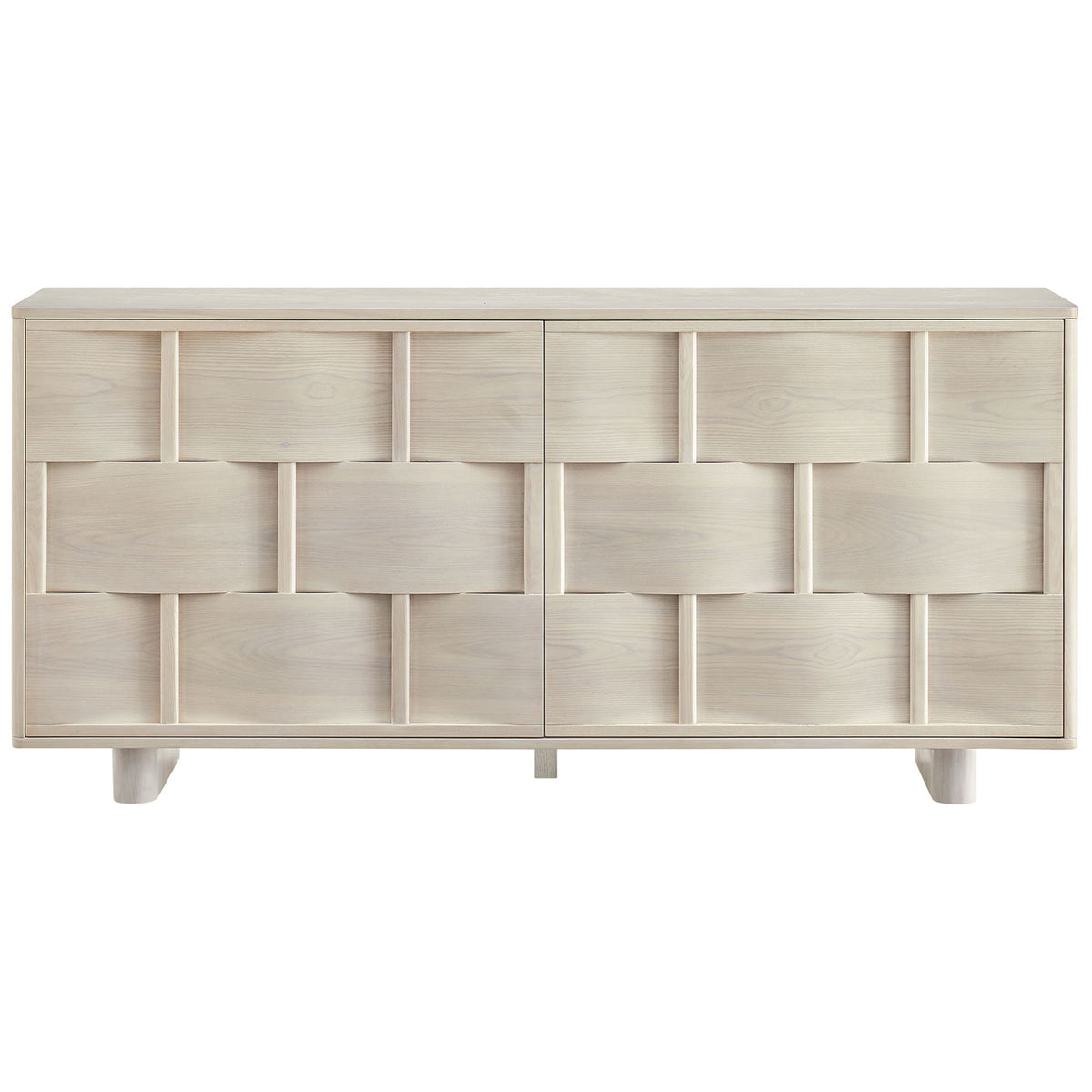 White-wash woven-front buffet cabinet with two concealed doors and clean modern lines || EEI-7452-WWA || front_studio