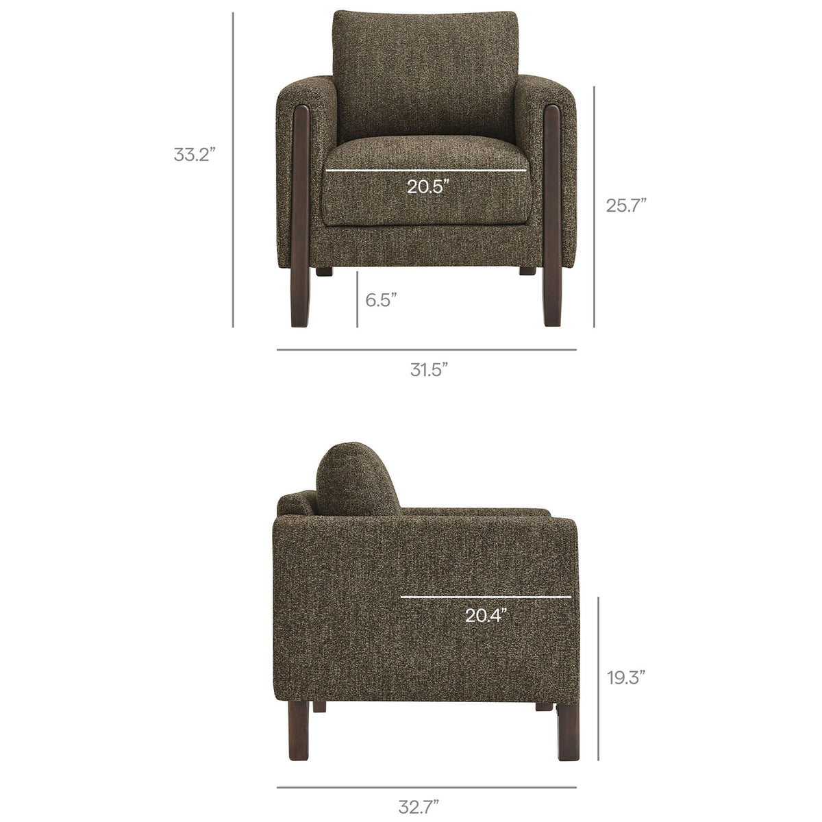 Generous seating dimensions balance comfort and clean lines for versatile placement. || EEI-7459-ATQ-ESP || dimension_studio
