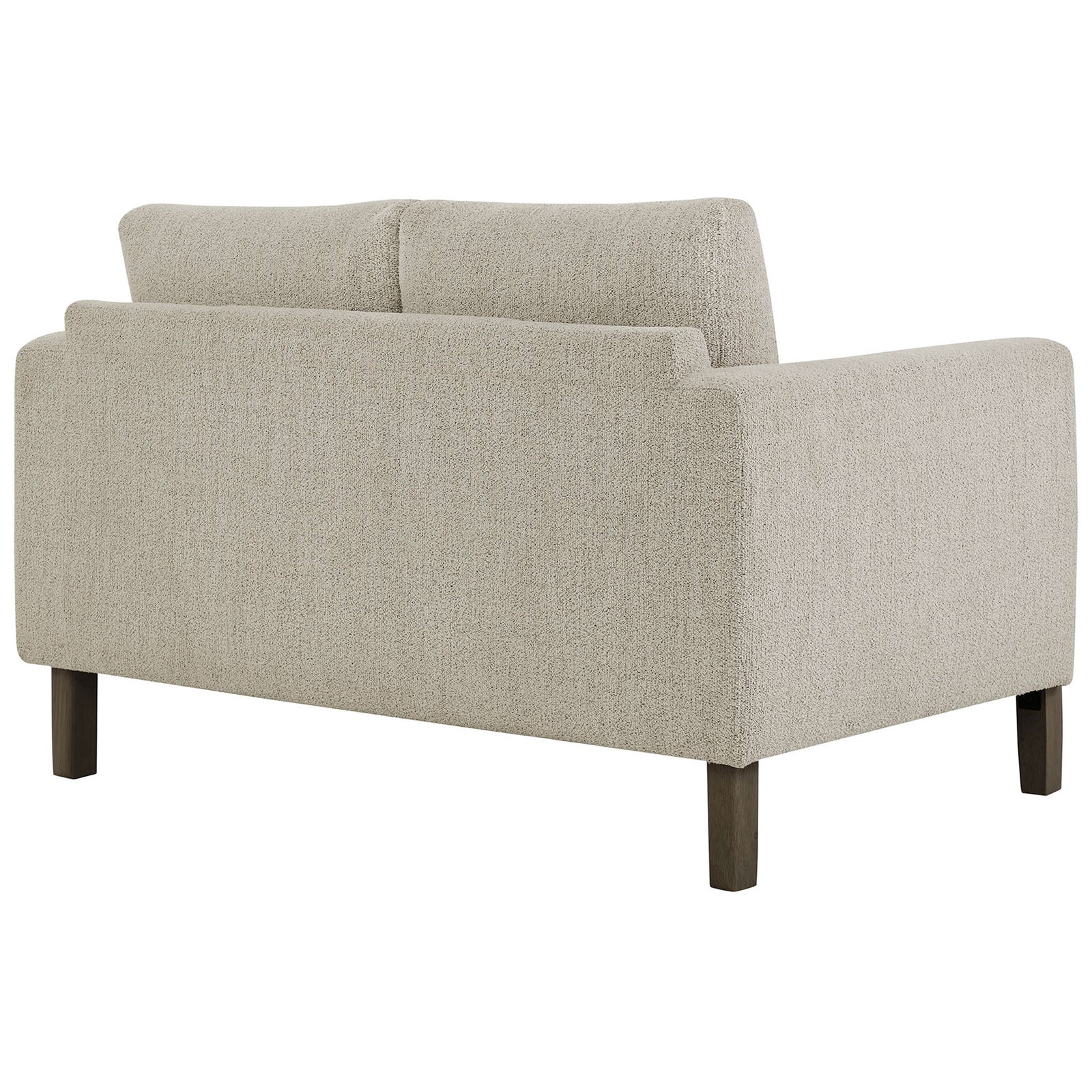 Parchment boucle loveseat with clean back cushions and espresso legs for a neat, modern silhouette || EEI-7460-PCH-ESP || back_angle_studio