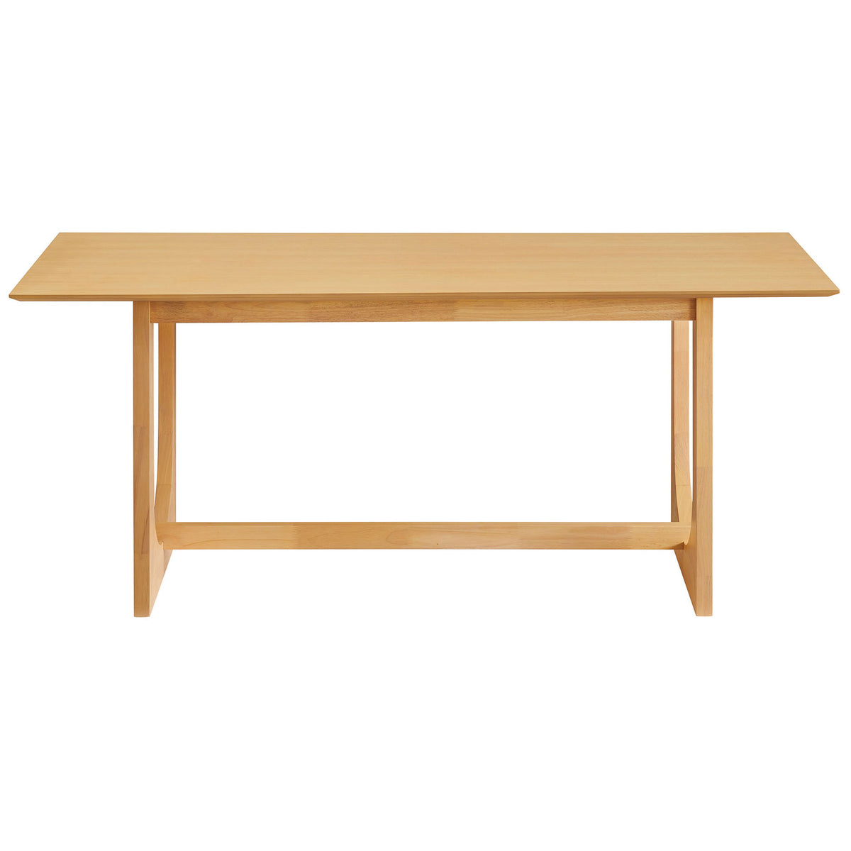 Modern oak rectangular dining table with clean lines and open trestle-style base || EEI-7466-OAK || front_studio