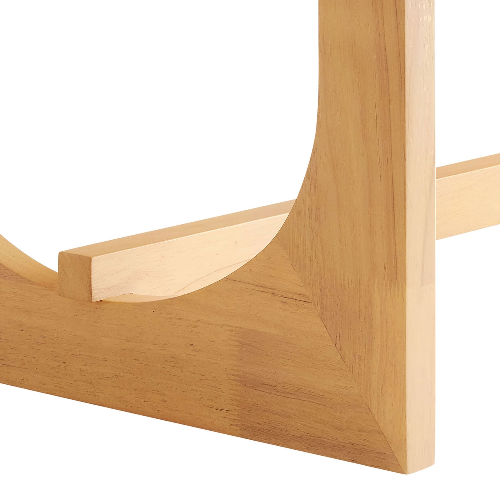 Oak dining table base with rounded U-shaped profile, mitered joinery, and central support stretcher || EEI-7466-OAK || leg_studio