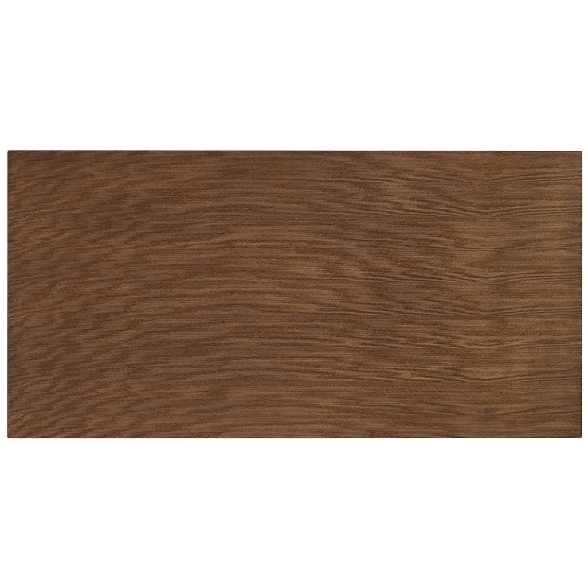 Spacious walnut wood veneer tabletop with rich linear grain pattern, ideal for seating four to six diners || EEI-7466-WAL || top_studio