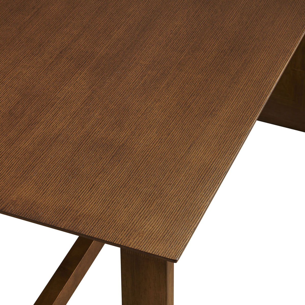 Walnut veneer tabletop with finely textured wood grain and crisp, modern square edge detailing || EEI-7466-WAL || detail_studio