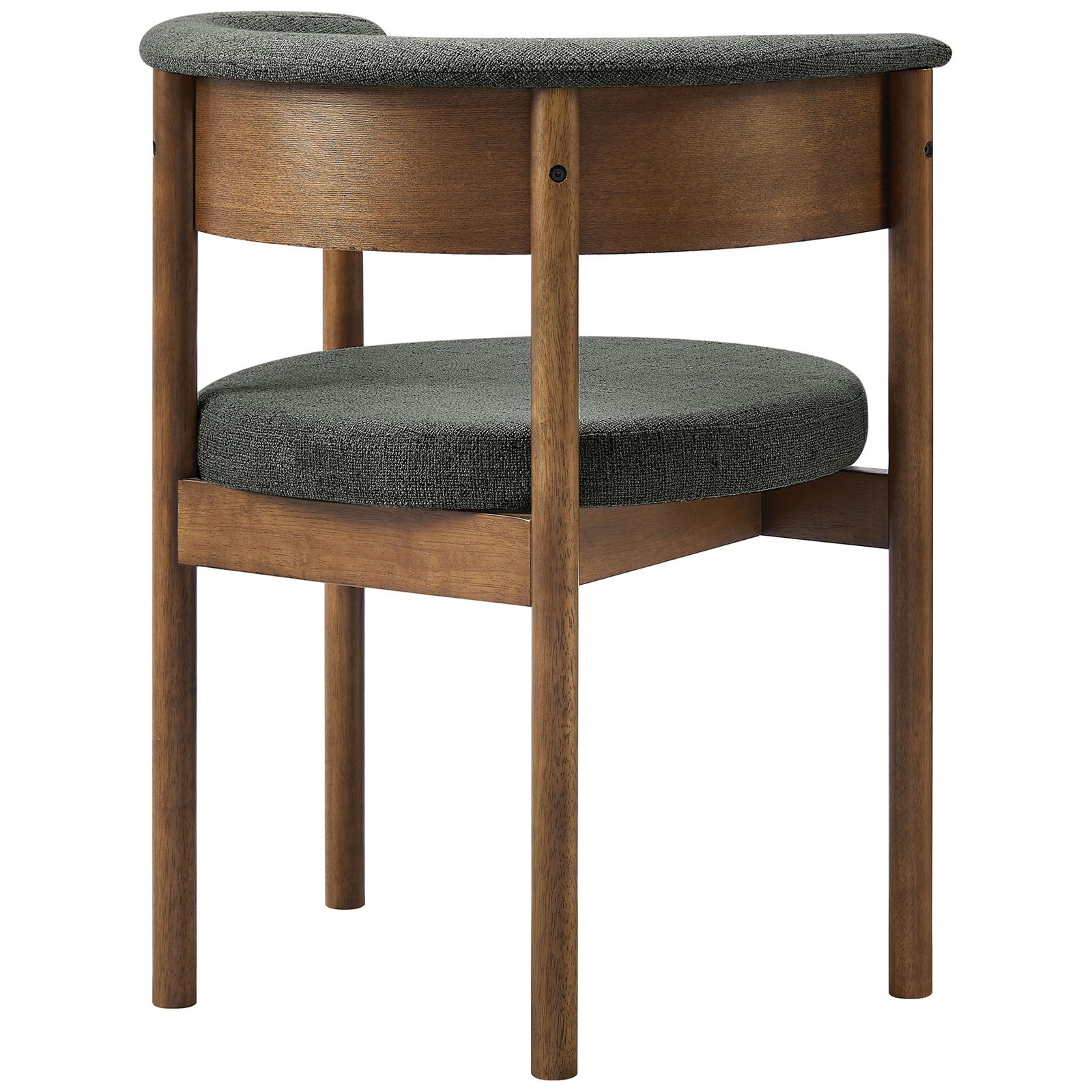 Charcoal dining chair showcasing the smooth curved wood backrest and clean mid century inspired lines || EEI-7467-CHA || back_angle_studio