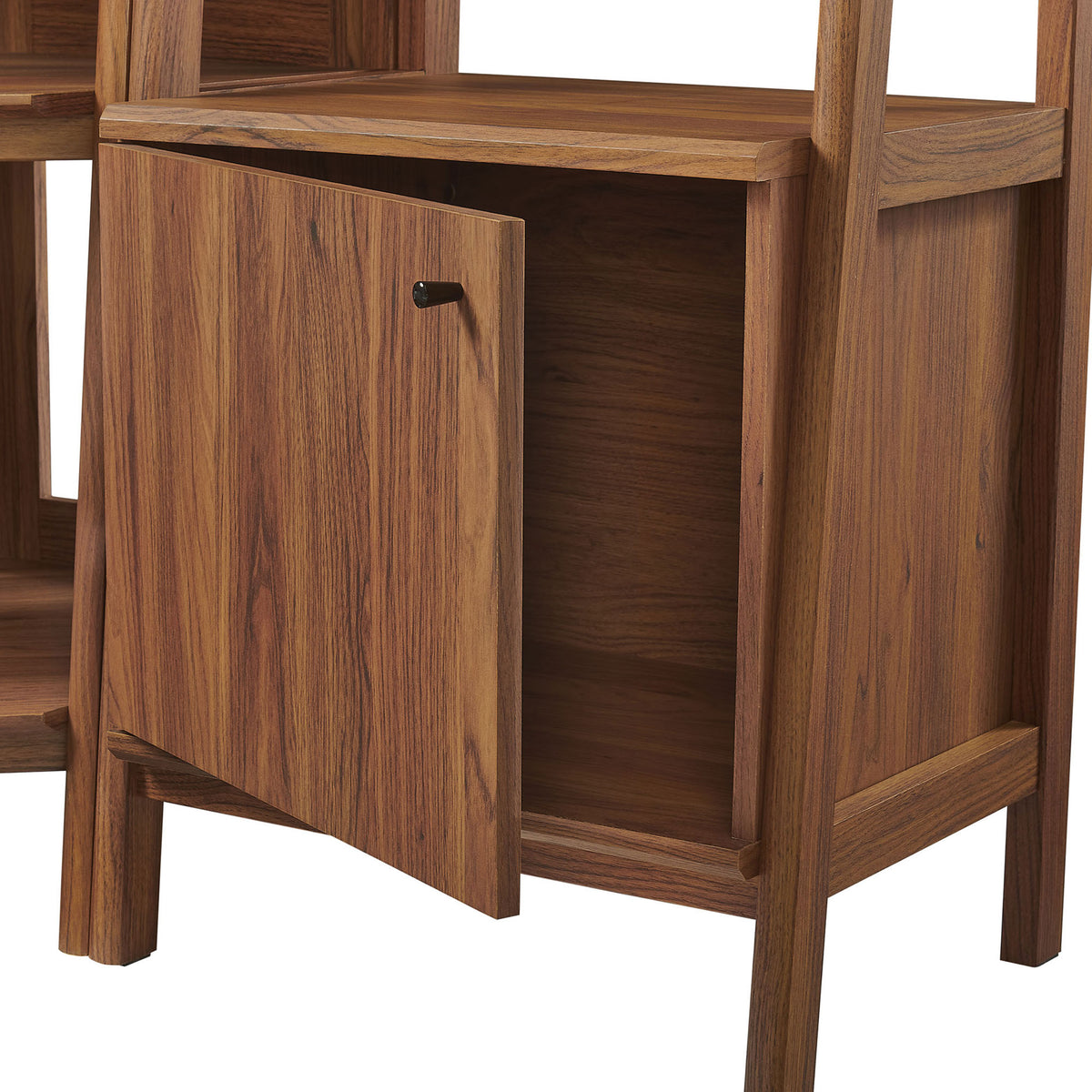 Lower cabinet opens to reveal hidden storage for keeping clutter out of sight || EEI-7470-WAL || storage_open_studio