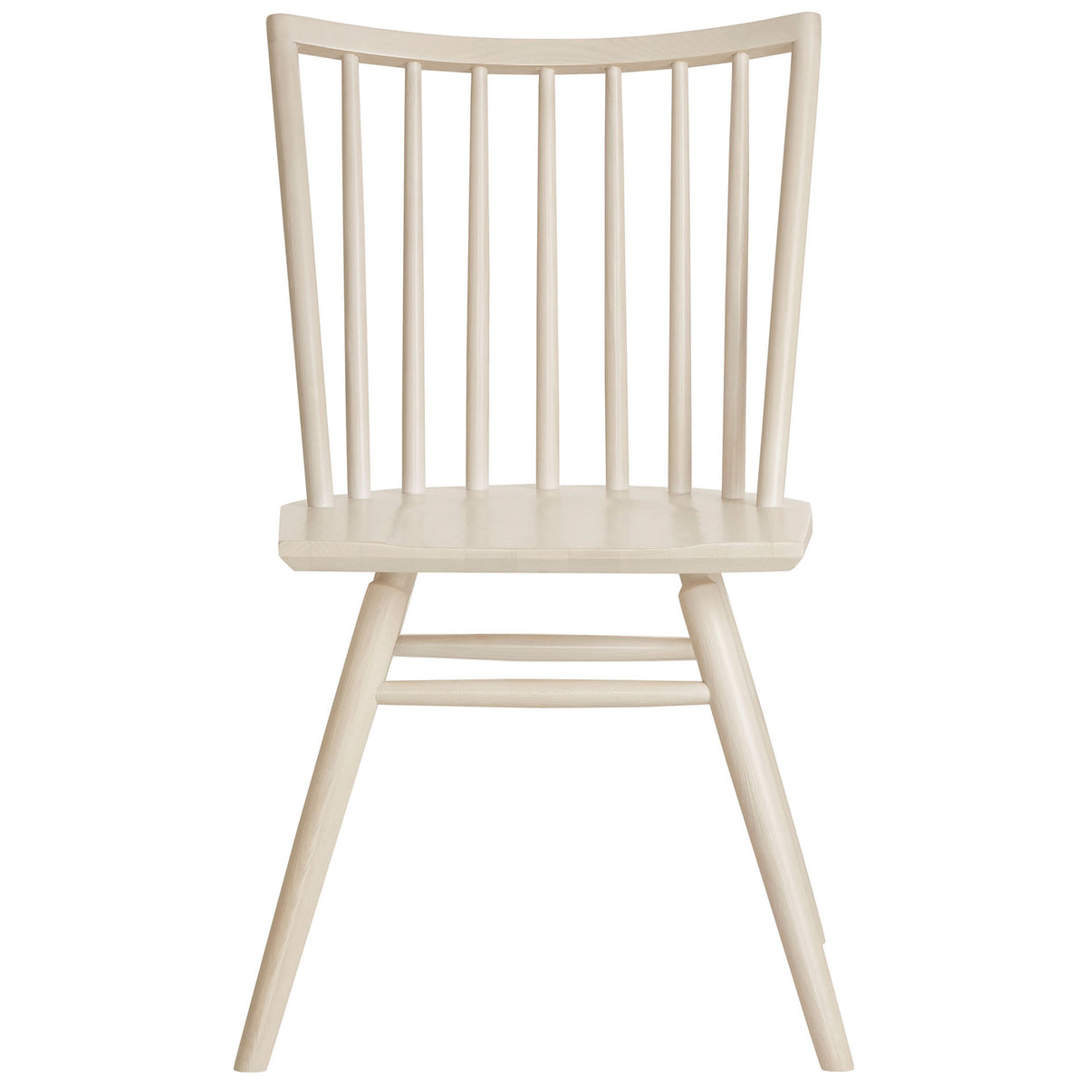 White wash spindle back dining chair with contoured ash wood seat || EEI-7482-WWA || front_studio